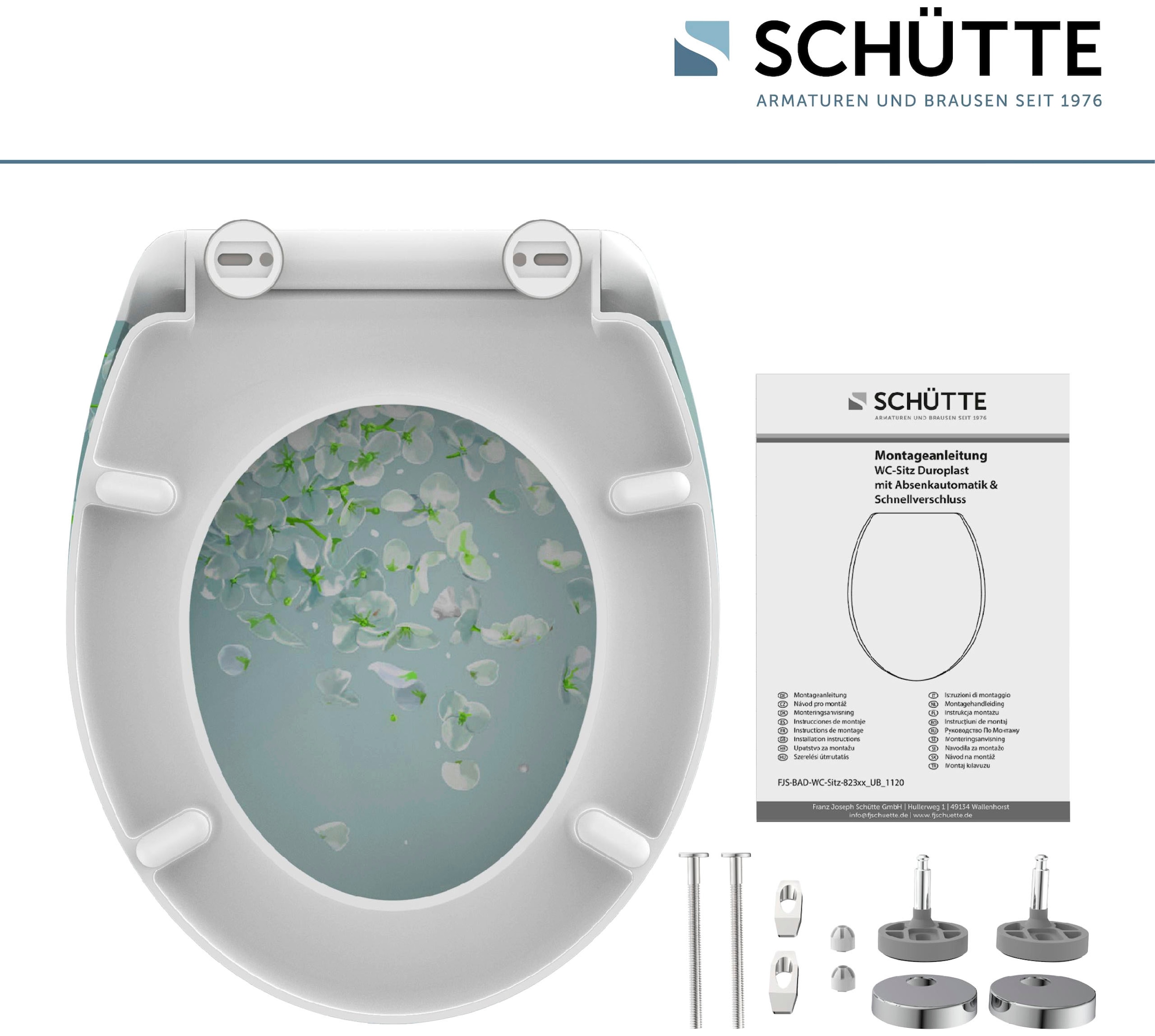 Schütte WC-Sitz »FLOWER IN THE WIND« bruchsicher und kratzfest, Absenkautomatik, Standardmass