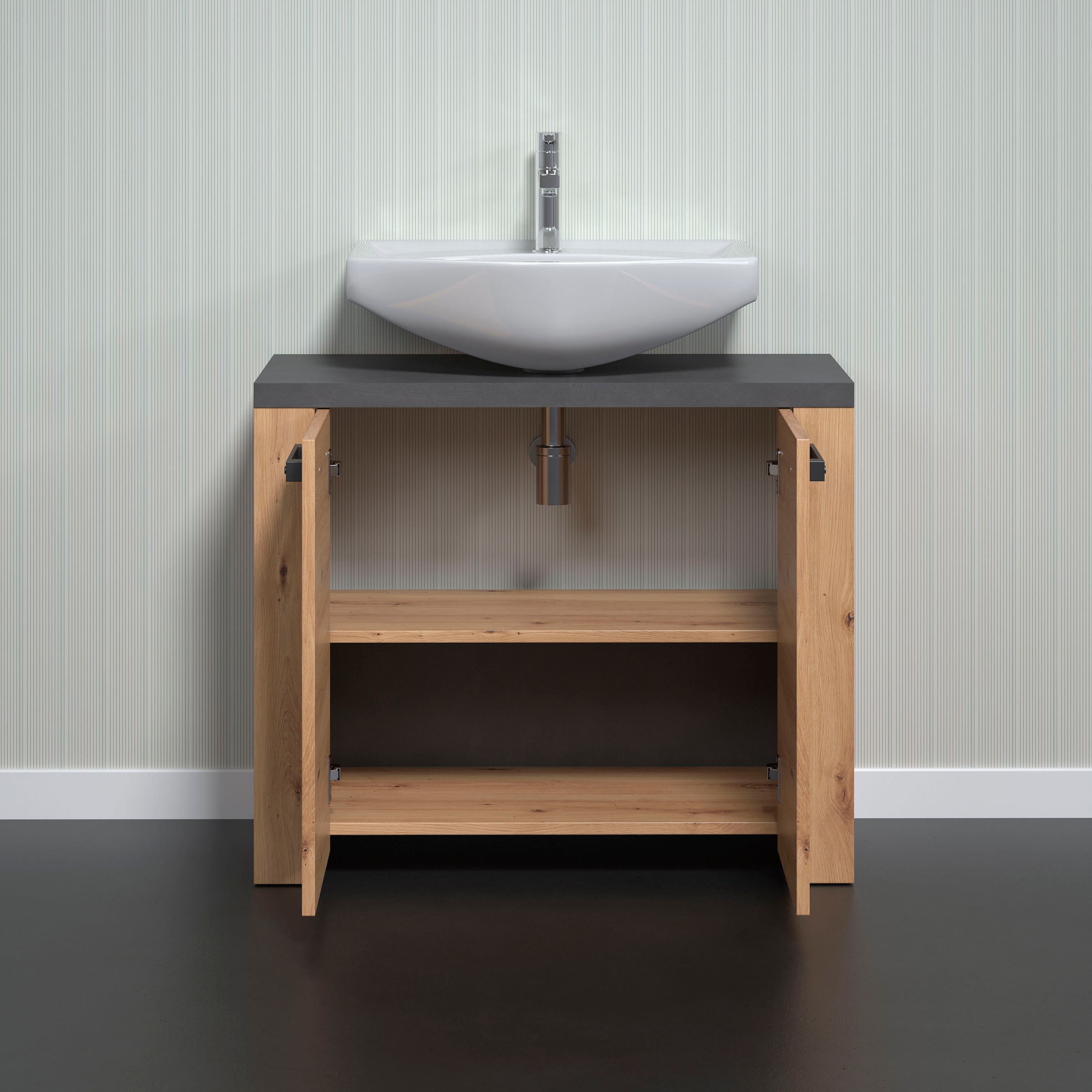welltime Waschbeckenunterschrank »Ambres« Waschbeckenunterschrank mit 2 Türen - (B/T/H) 79/35/67 cm