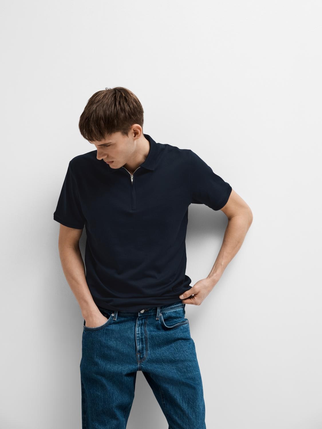 SELECTED Poloshirt »SLHFAVE ZIP SS POLO NOOS« Baumwollmischung, regular fit