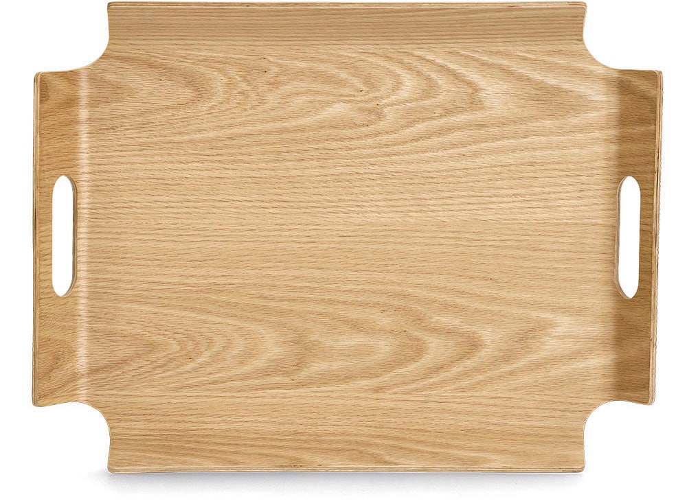 Zeller Present Servierplatte Holz / Eichenfurnier, 2 seitliche Griffe, erhabener Rand