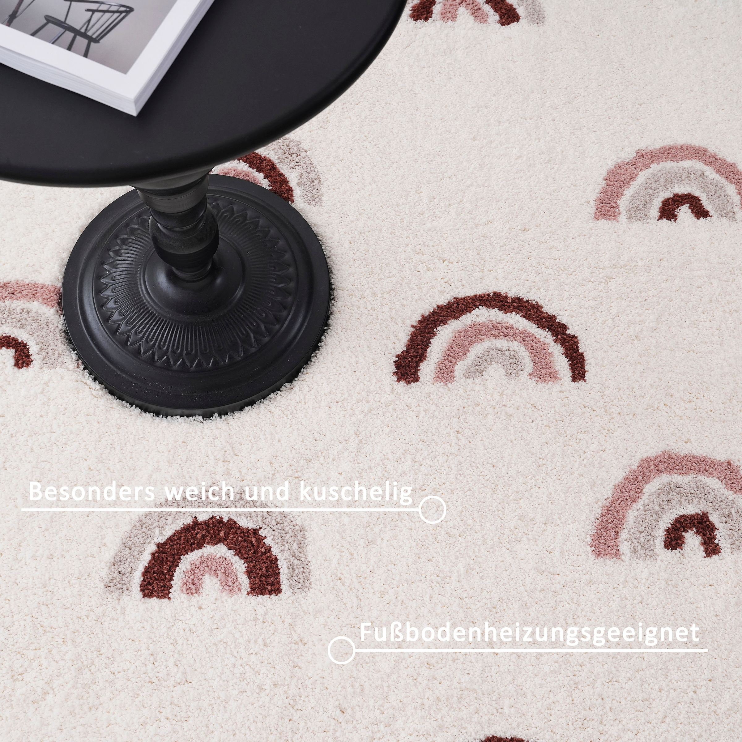 my home Kinderteppich »Regenbogen« rechteckig 20 mm Höhe weich, Pastell-Farben, modernes Design, Kinderzimmer