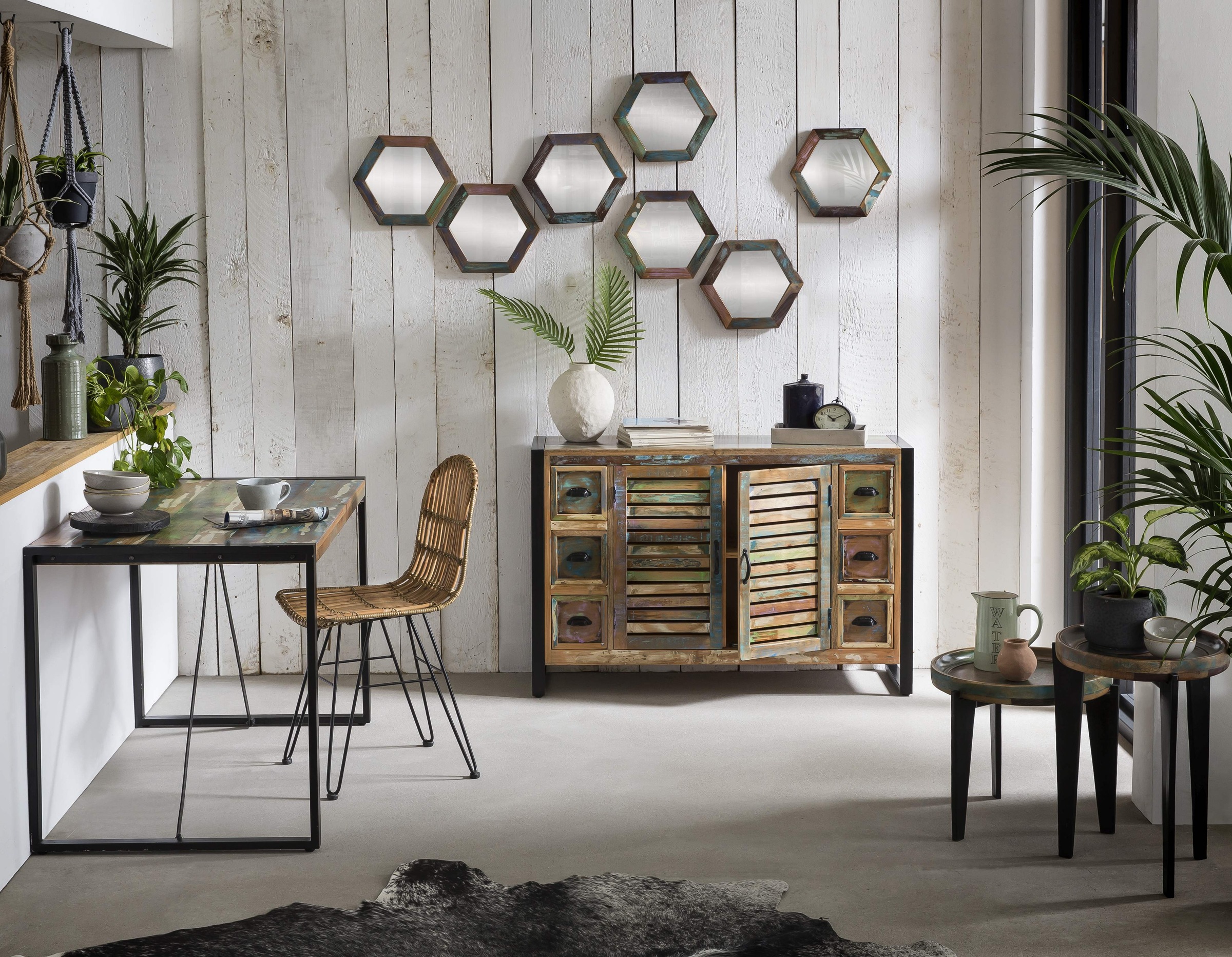 SIT Chaise en rotin () motif chevrons dans le dos