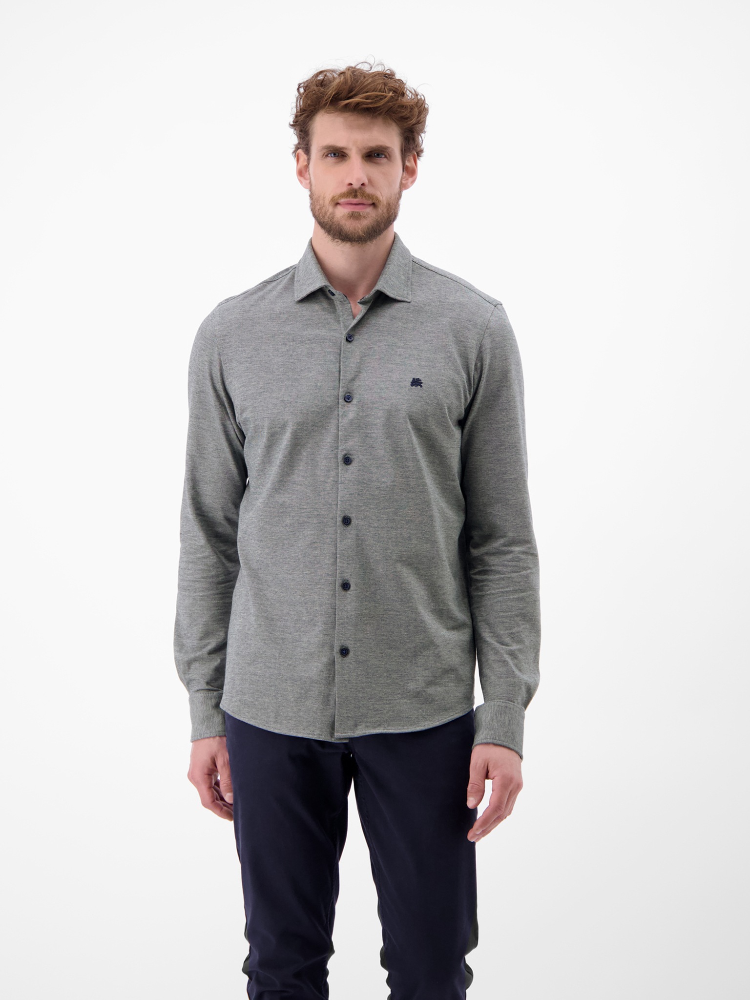 LERROS Langarmhemd mit Logo Stickerei