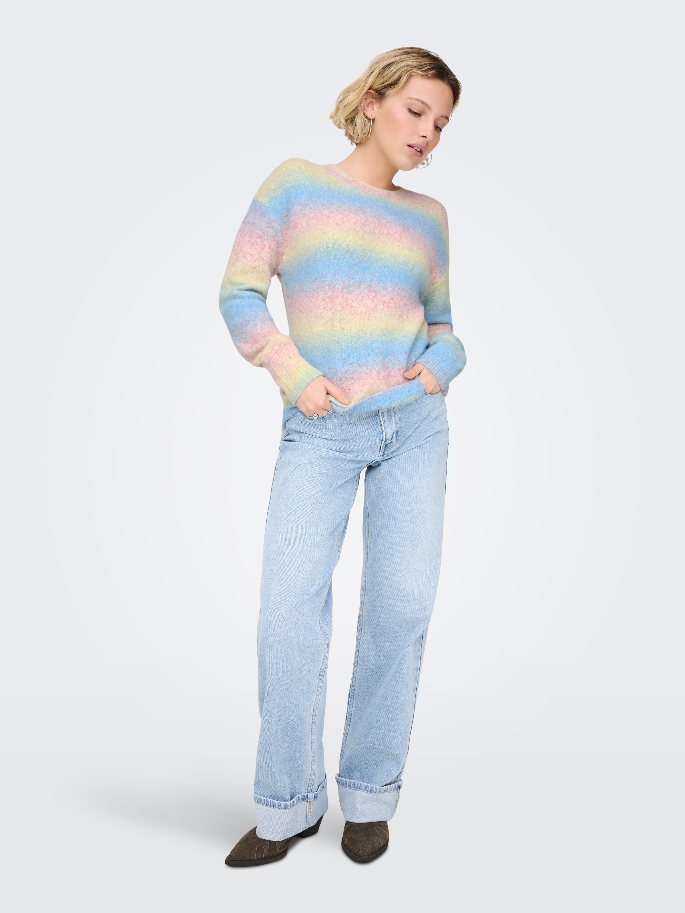 ONLY Strickpullover »ONLFRIDA LS O-NECK EX KNT« multicolor Farbverlauf