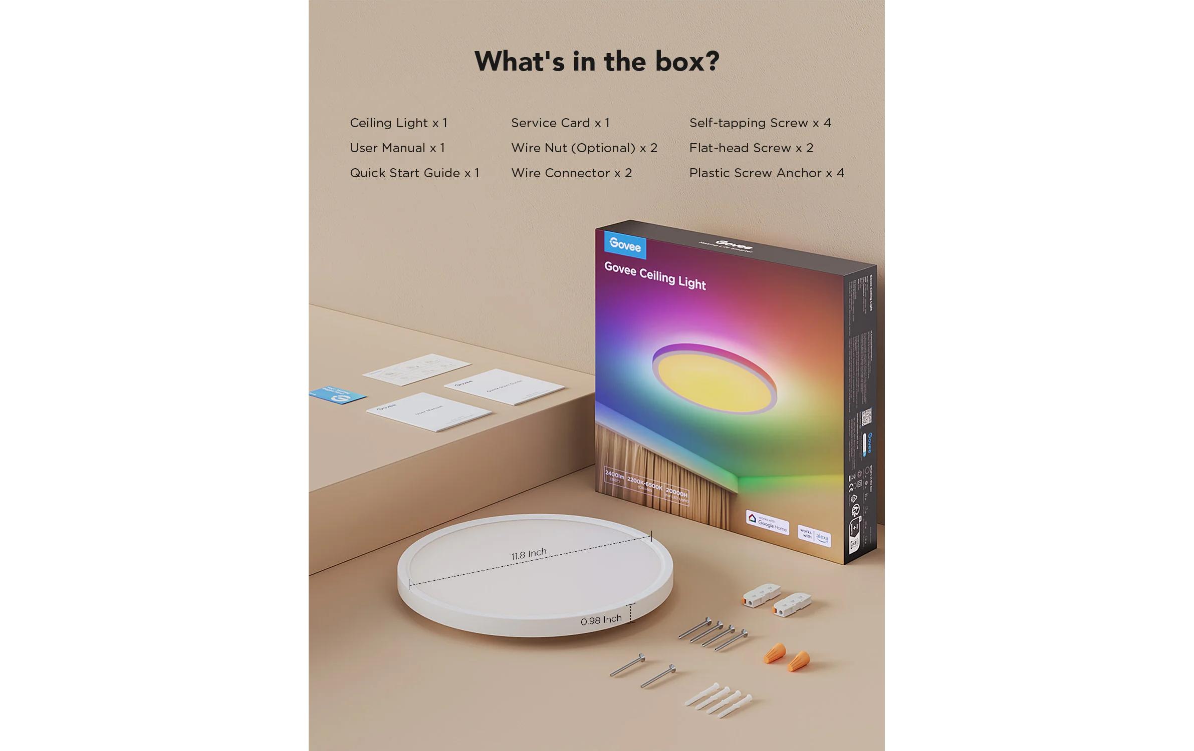 Govee Smarte LED-Leuchte »30 cm, 24 W, 2400 lm, RGBWW + RGBIC«