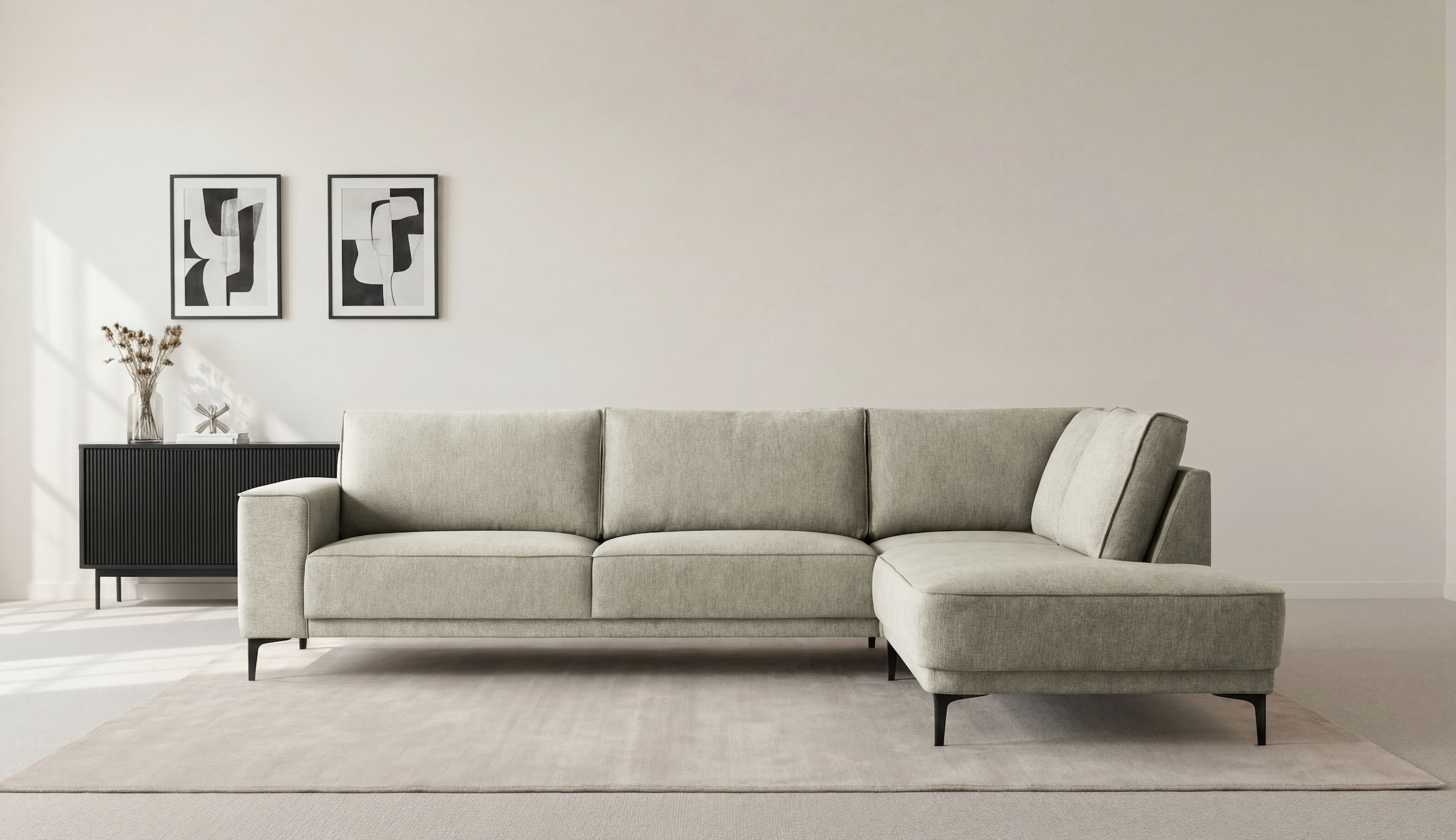 GOODproduct Ecksofa »Casina« mit abgerundeter Ottomane, in einem weichen Chenille-Stoff