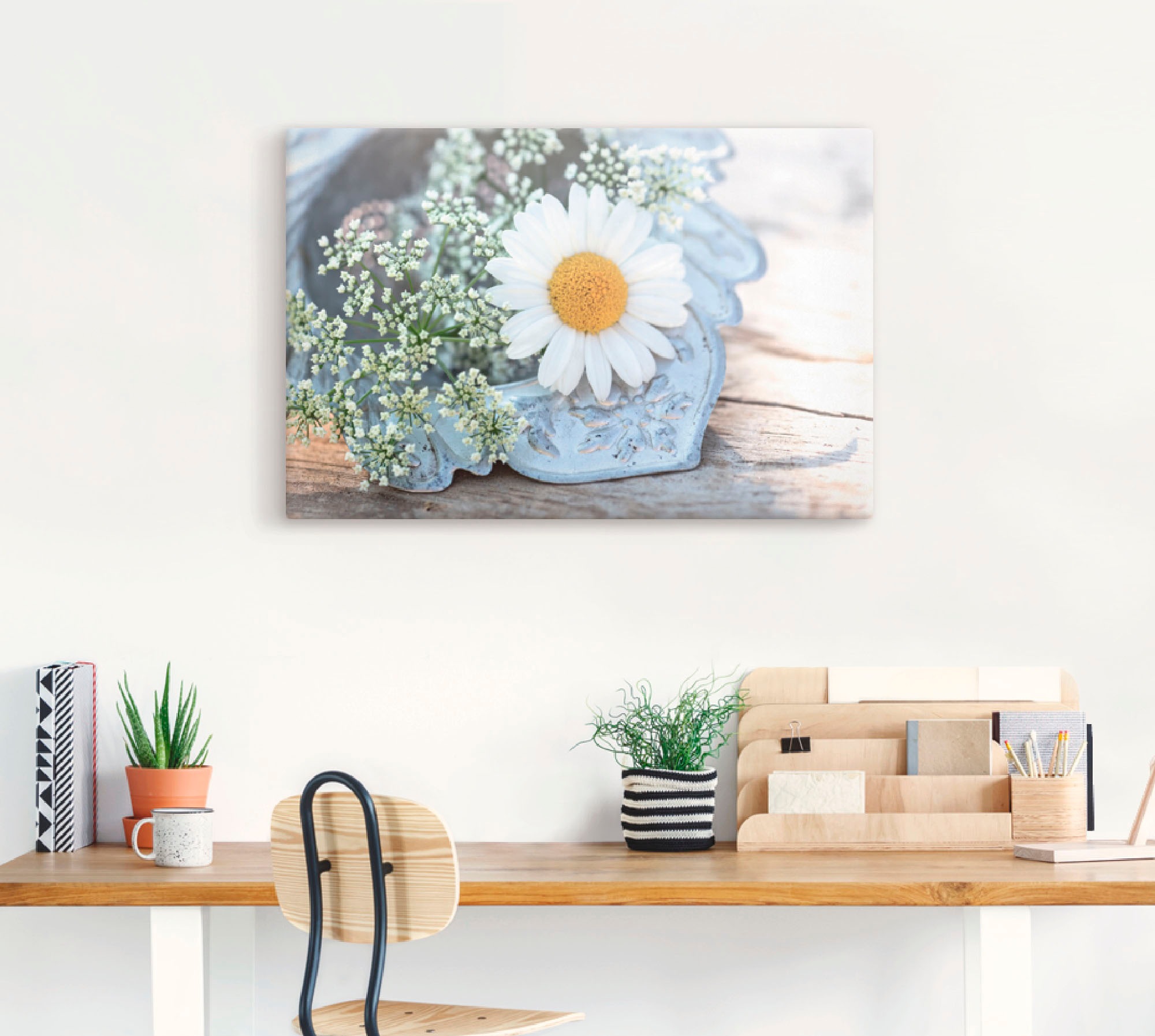 Artland Leinwandbild »Zarte Margeriten Blüte« Blumen 1 Stk. tlg. auf Holzrahmen gespannt