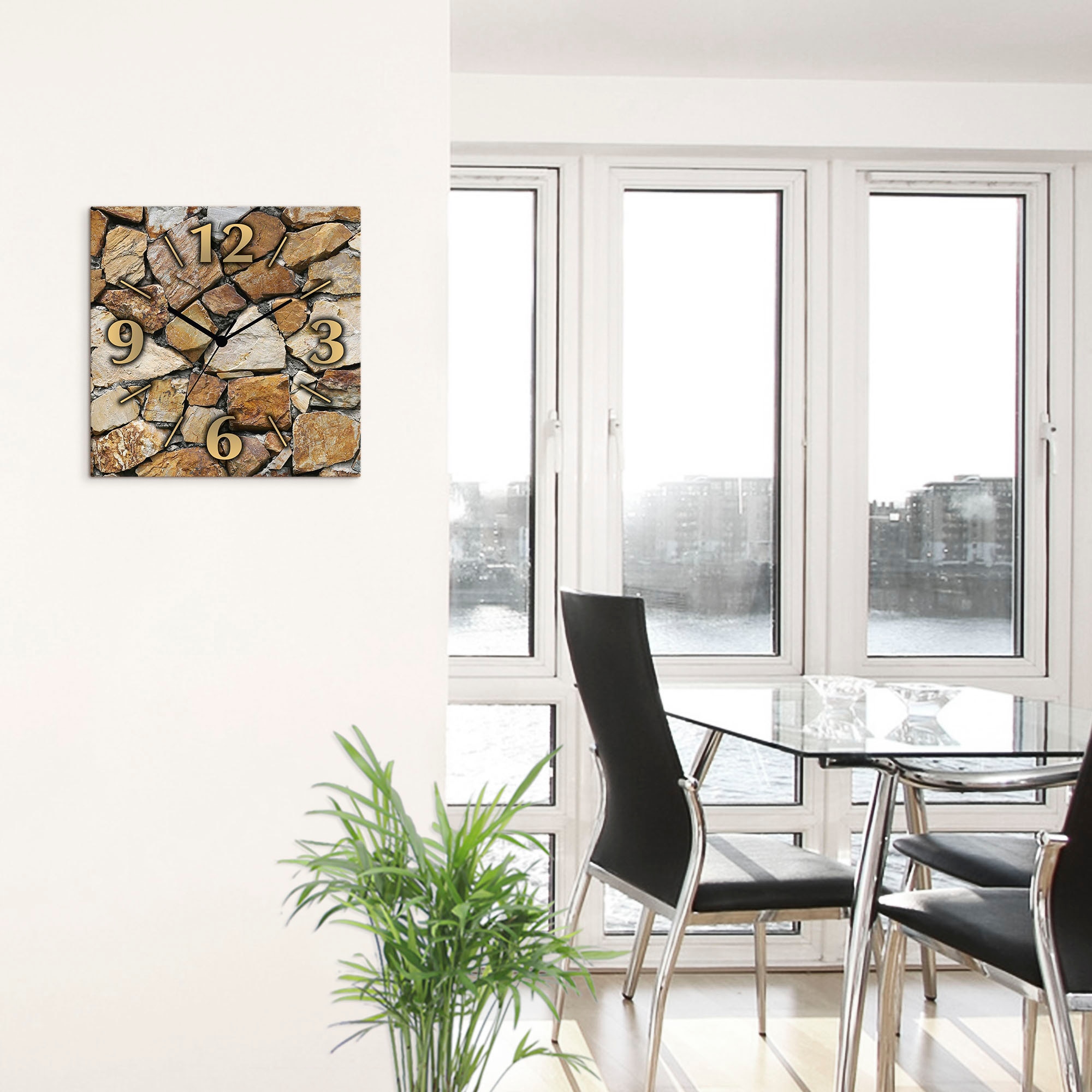 Artland Horloge murale »Braune Steinwand« wahlweise mit Quarz- oder Funkuhrwerk, lautlos ohne Tickgeräusche