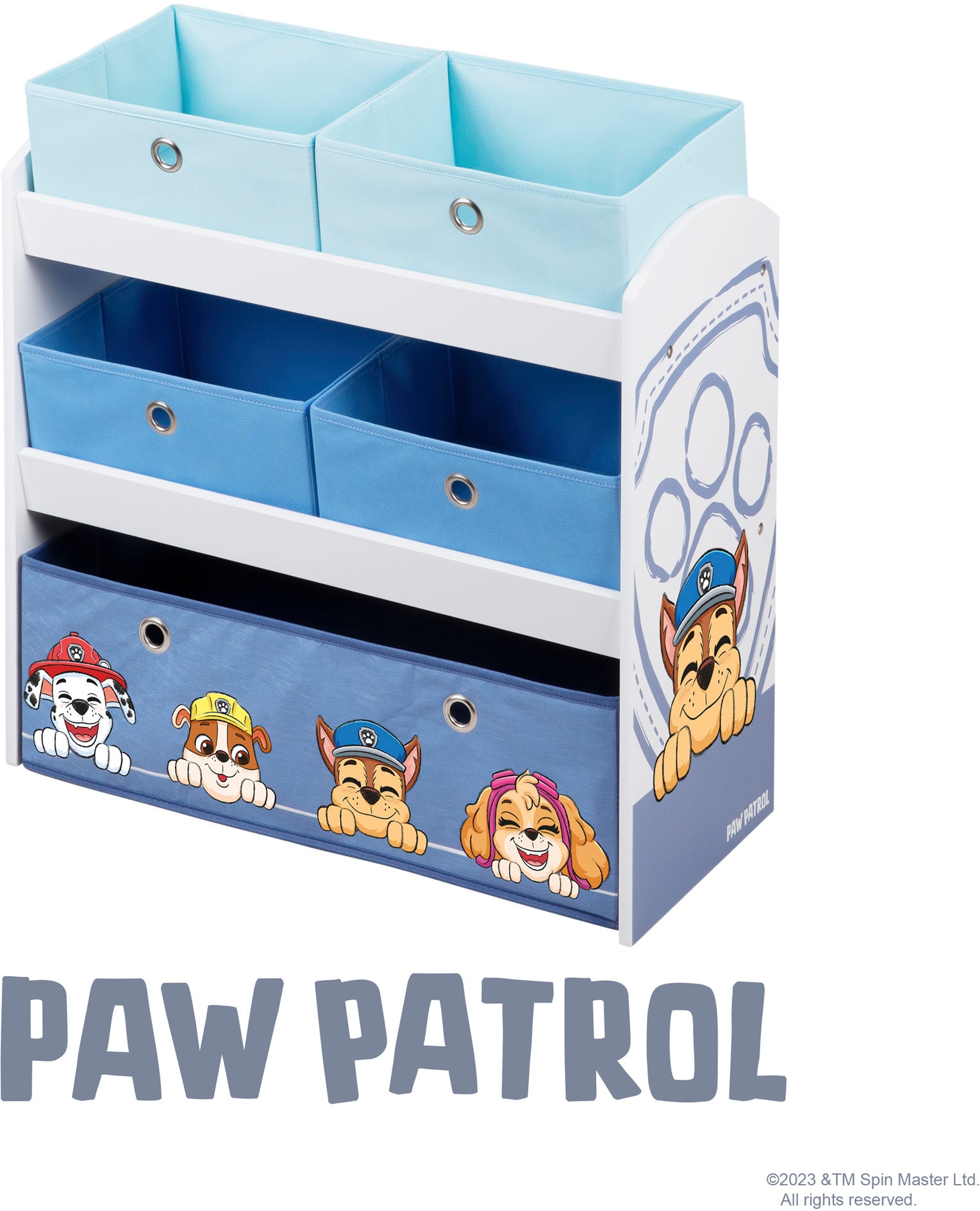 roba® Kinderregal »PAW Patrol, weiss« inklusive 5 Stoffboxen in 2 Grössen