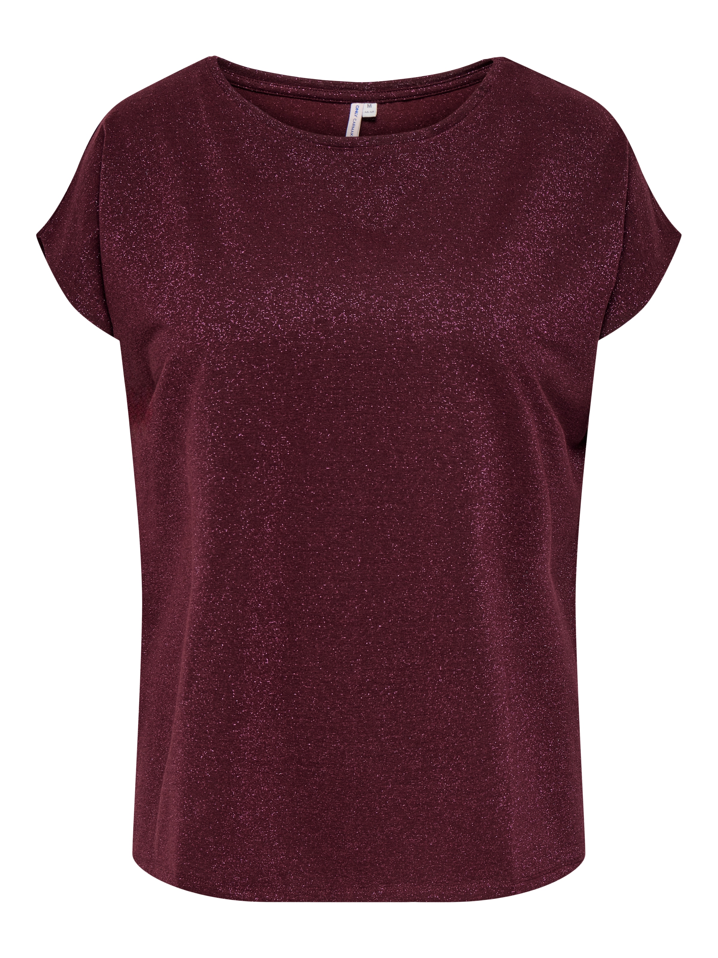 ONLY CARMAKOMA Kurzarmshirt »CARMOSTER GLITTER S/S TOP JRS NOOS«, leicht glitzernde Optik
