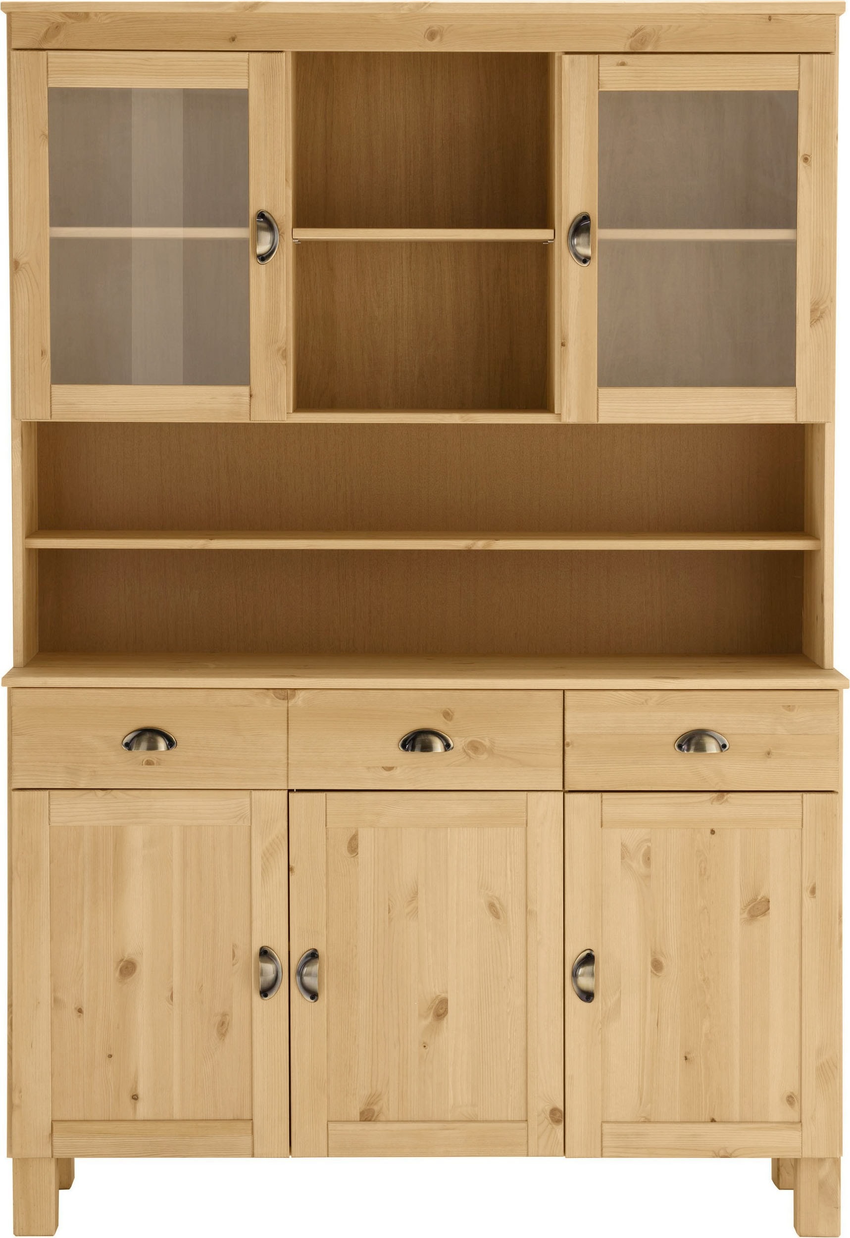Home affaire Küchenbuffet »Oslo« 125 cm breit, aus massiver Kiefer, mit 2 Glastüren, Metallgriffe