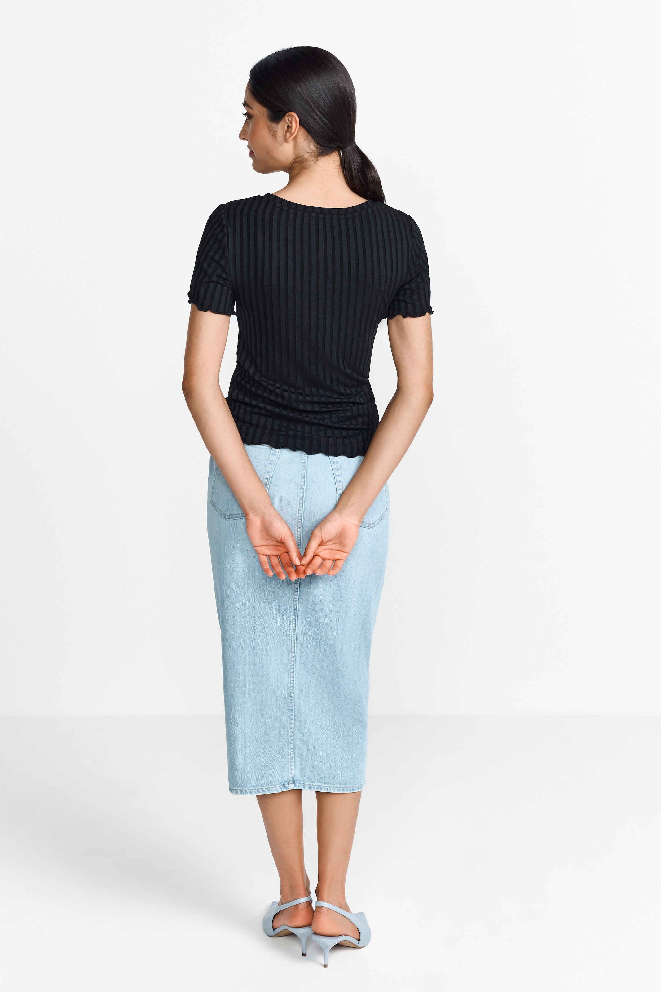 RICHROYAL T-shirt à manches courtes Mit gewelltem Saum an Rumpf und Ärmeln