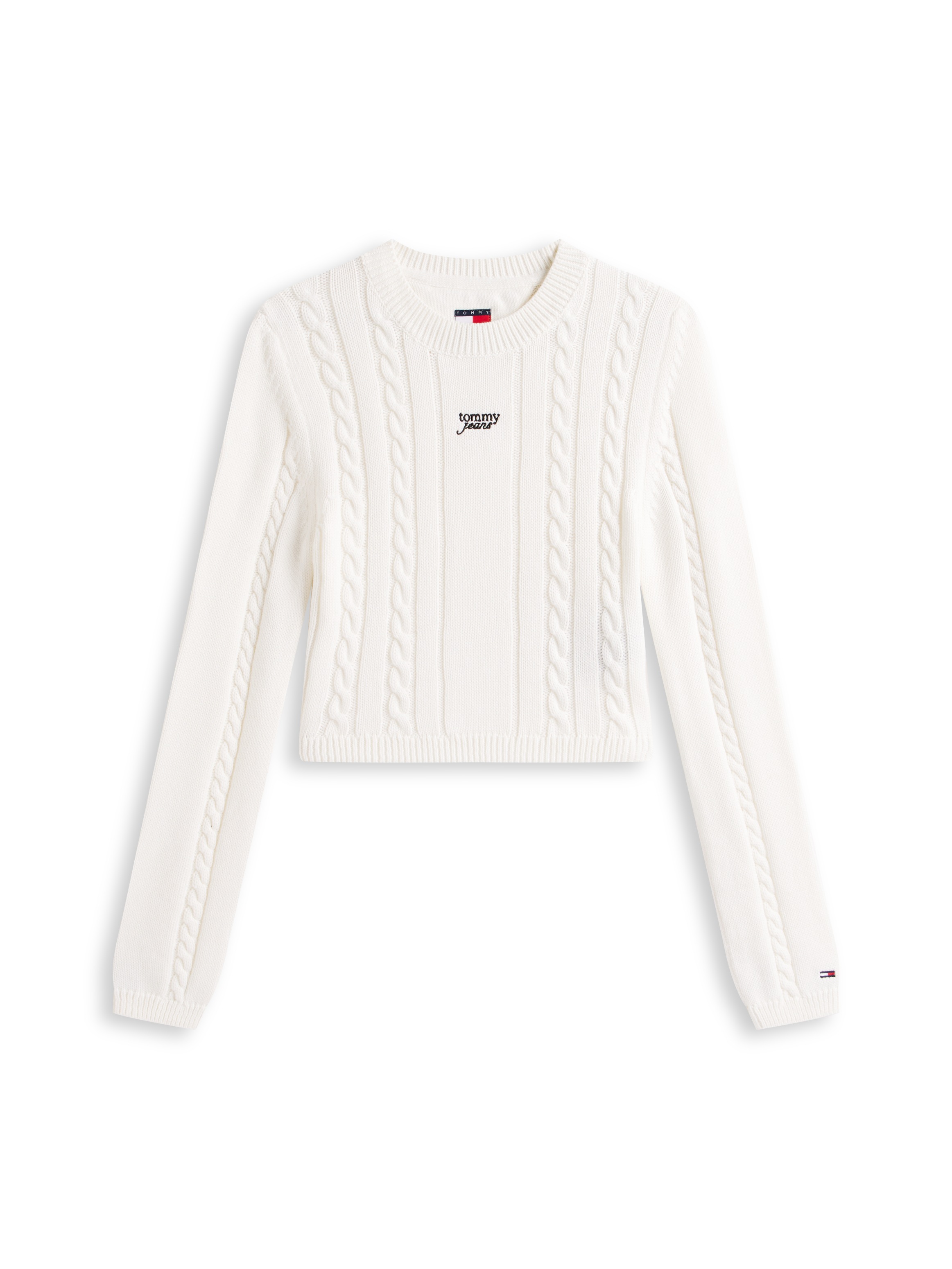 Tommy Jeans Pull en tricot »TJW CABLE SCRIPT SWEATER« avec motif torsadé