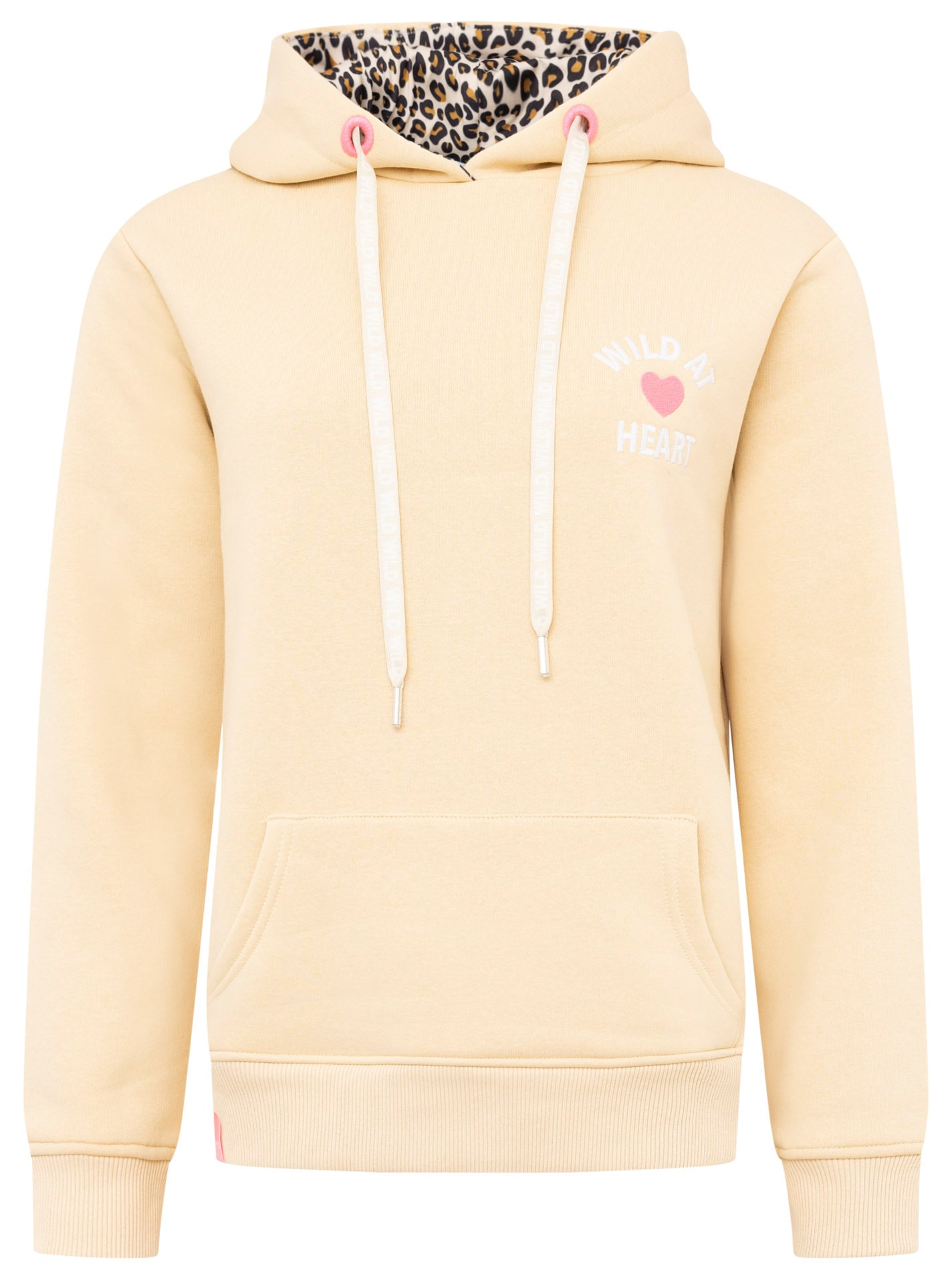 Zwillingsherz Hoodie »"Wild at heart"«, Leo Kapuze und Stickerei, bedruckter Kordelzug, gestrickte Bündchen
