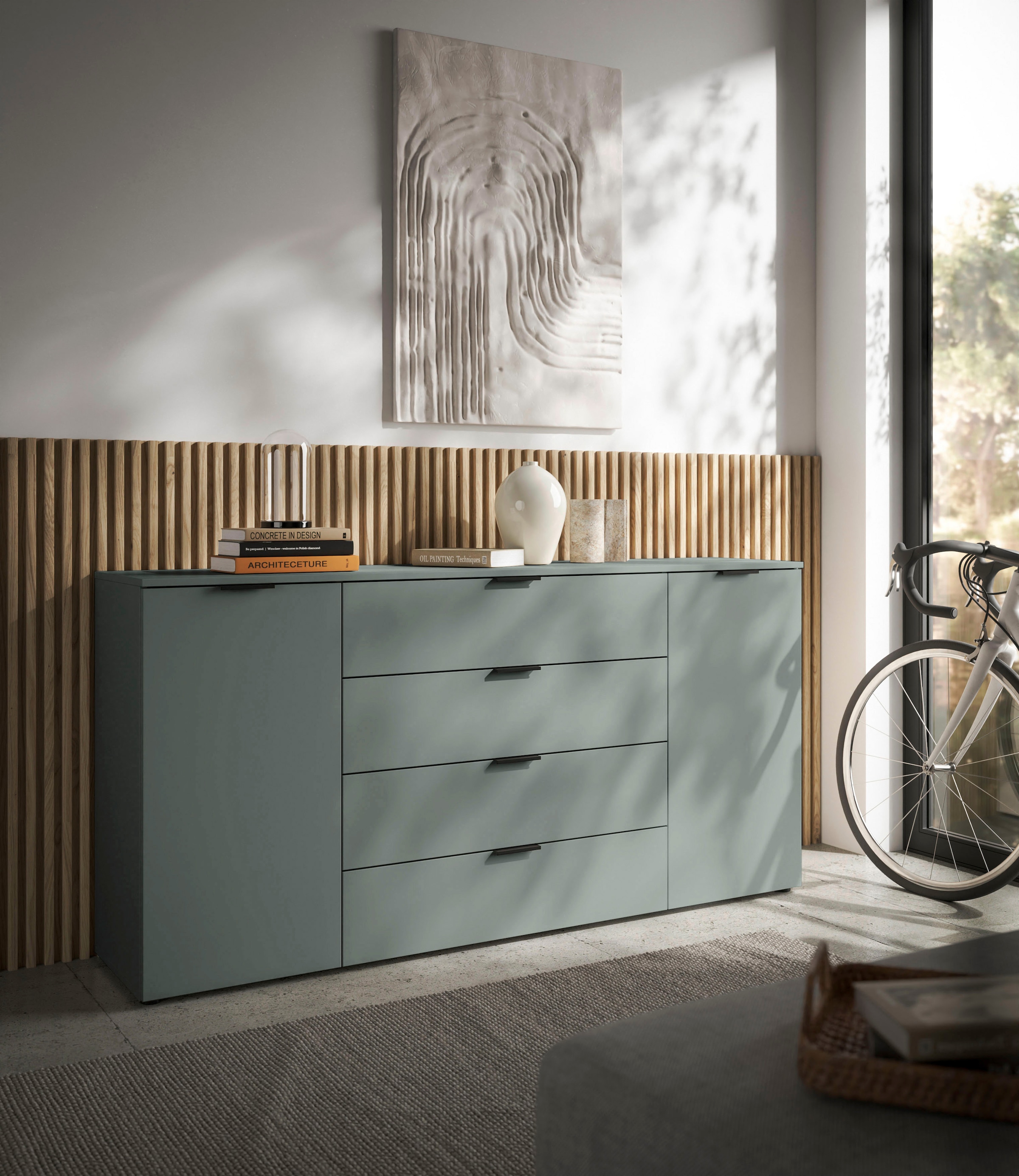 HBZ Sideboard »Linz Kommode, BxHxT 180x90x40cm« 1 cuis tlg. Breite 180cm,Lip-Griff, Melaminbeschichtung