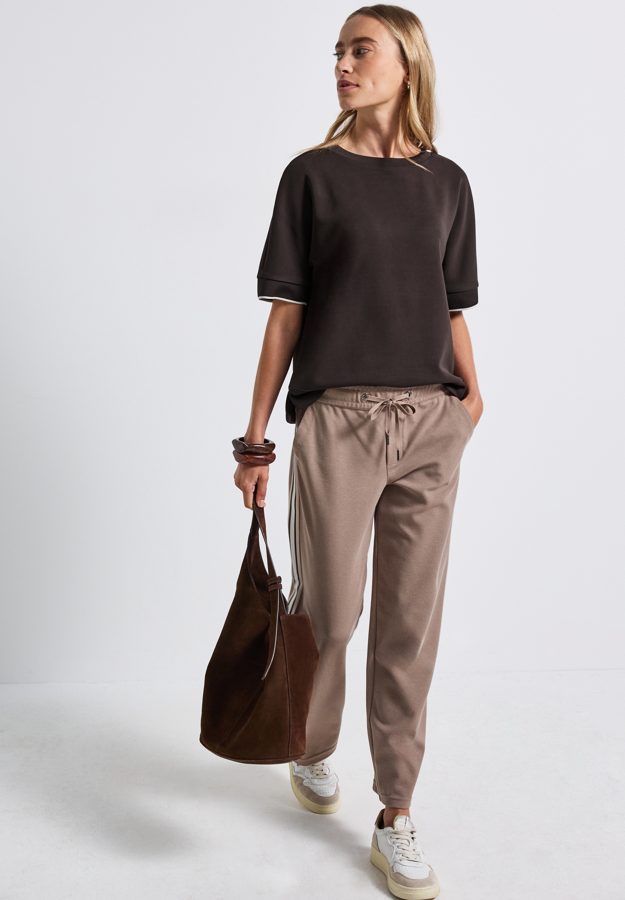 STREET ONE T-Shirt im Silk-Look, mit Rundhals, halbarm