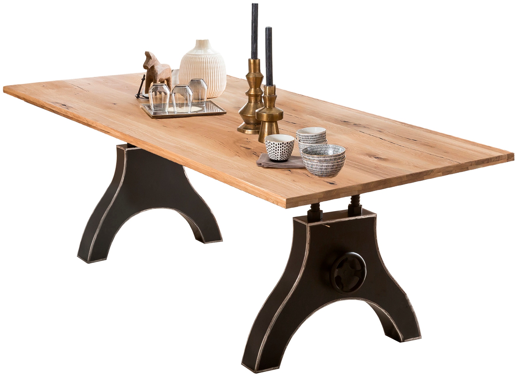 SIT Plateau de table »Ravello aus Wildeiche massiv – geölt – markante Maserung« 1 cuis tlg. Lames continues et renforts de 40 mm d'épaisseur