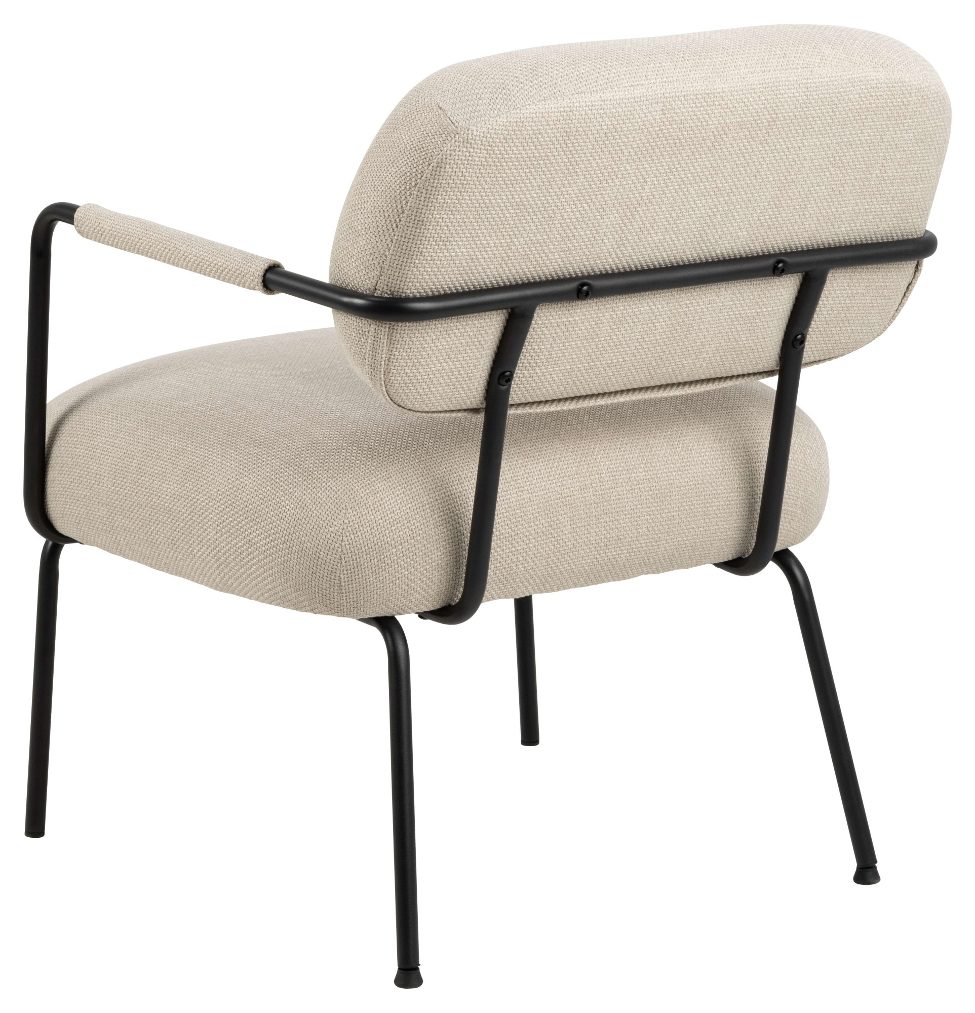 ACTONA GROUP Fauteuil lounge »Dillon Polstersessel, Armlehne,« Fauteuil lounge, tissu beige, pieds en acier noir, hauteur d'assise : 46,5 cm
