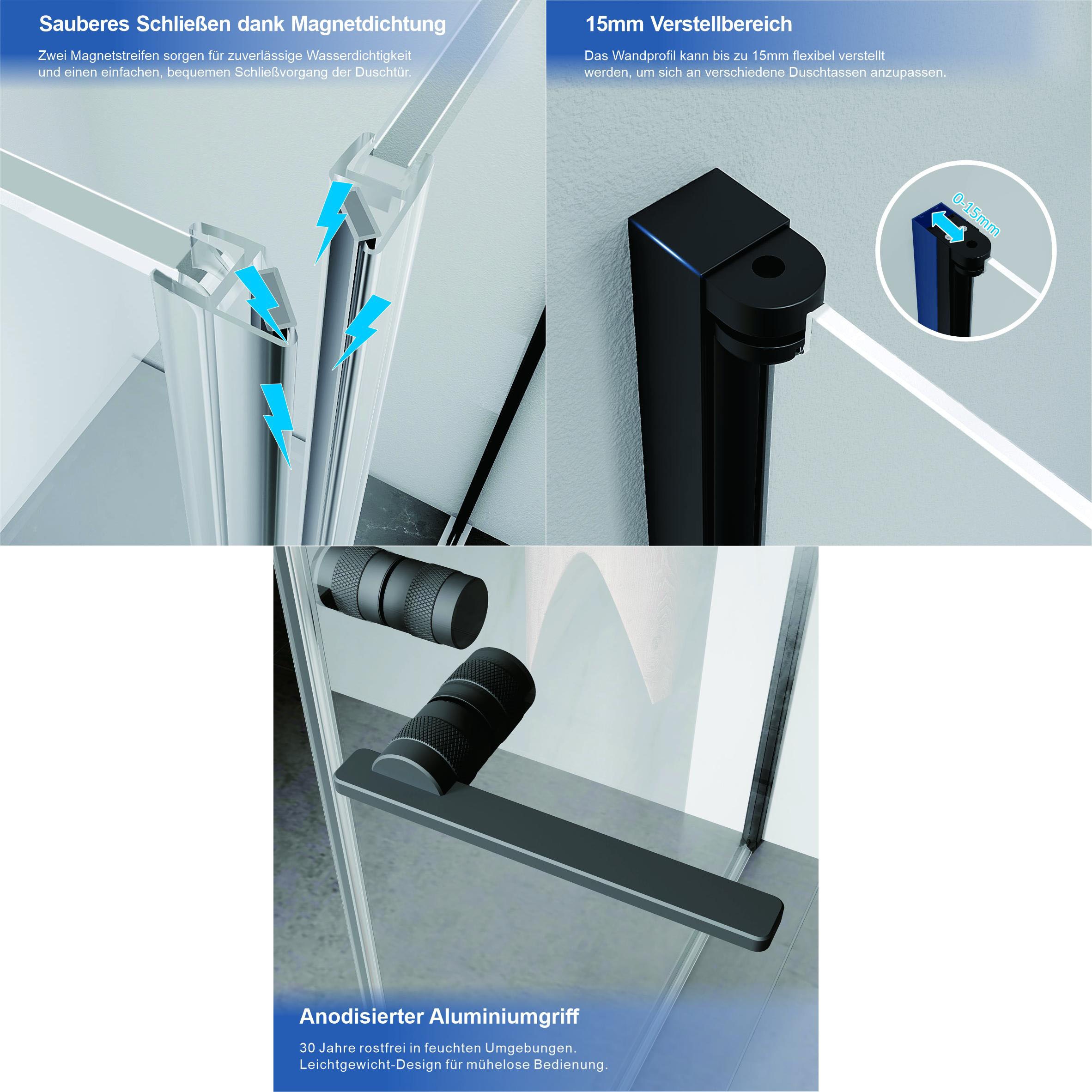welltime Eckdusche »Firenze« Rahmenloses Design mit extravaganten Griffen, 6mm ESG