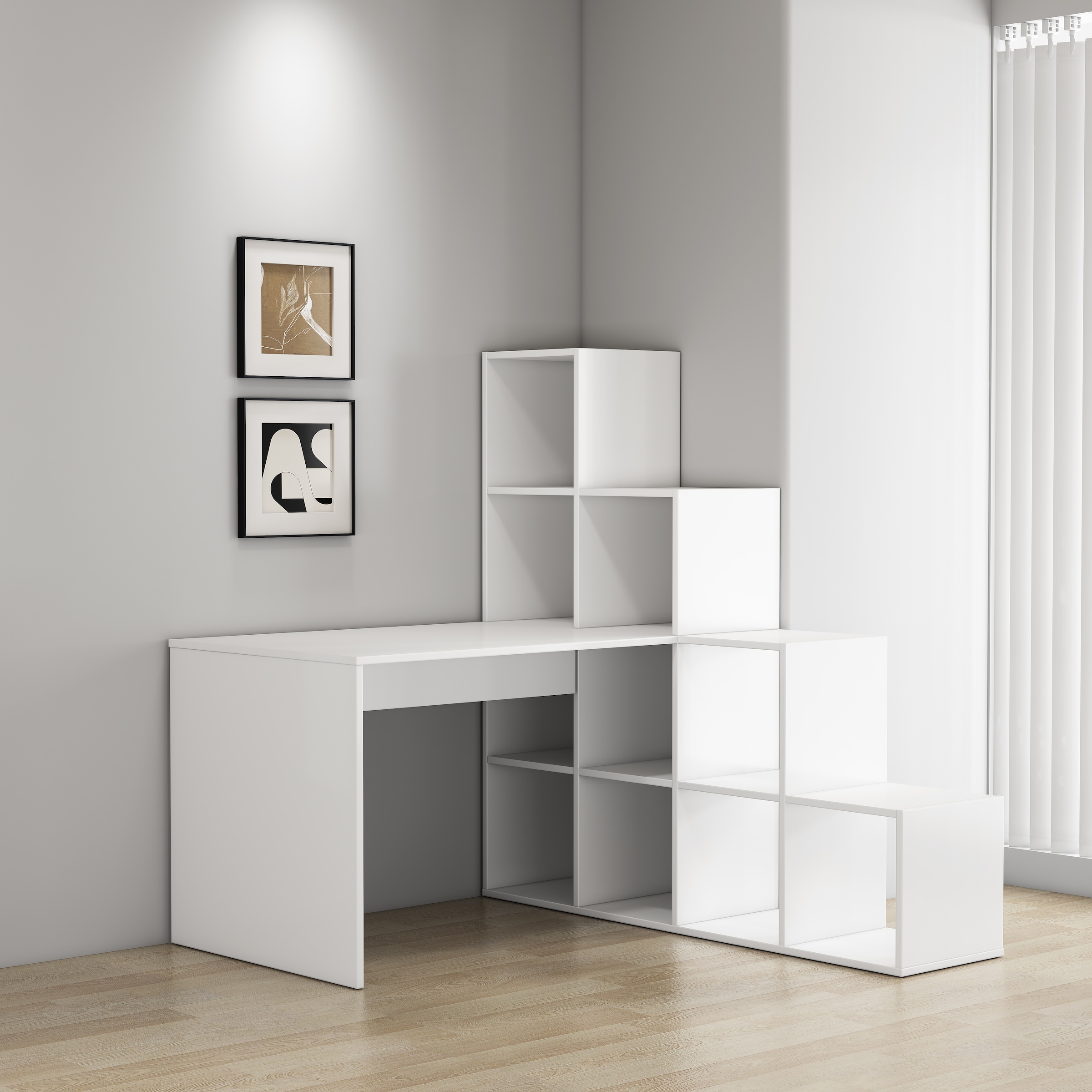 GOODproduct Regal-Schreibtisch »Ciela« flexible Aufstellmöglichkeiten, wechselseitig  montierbar, B. 137 cm