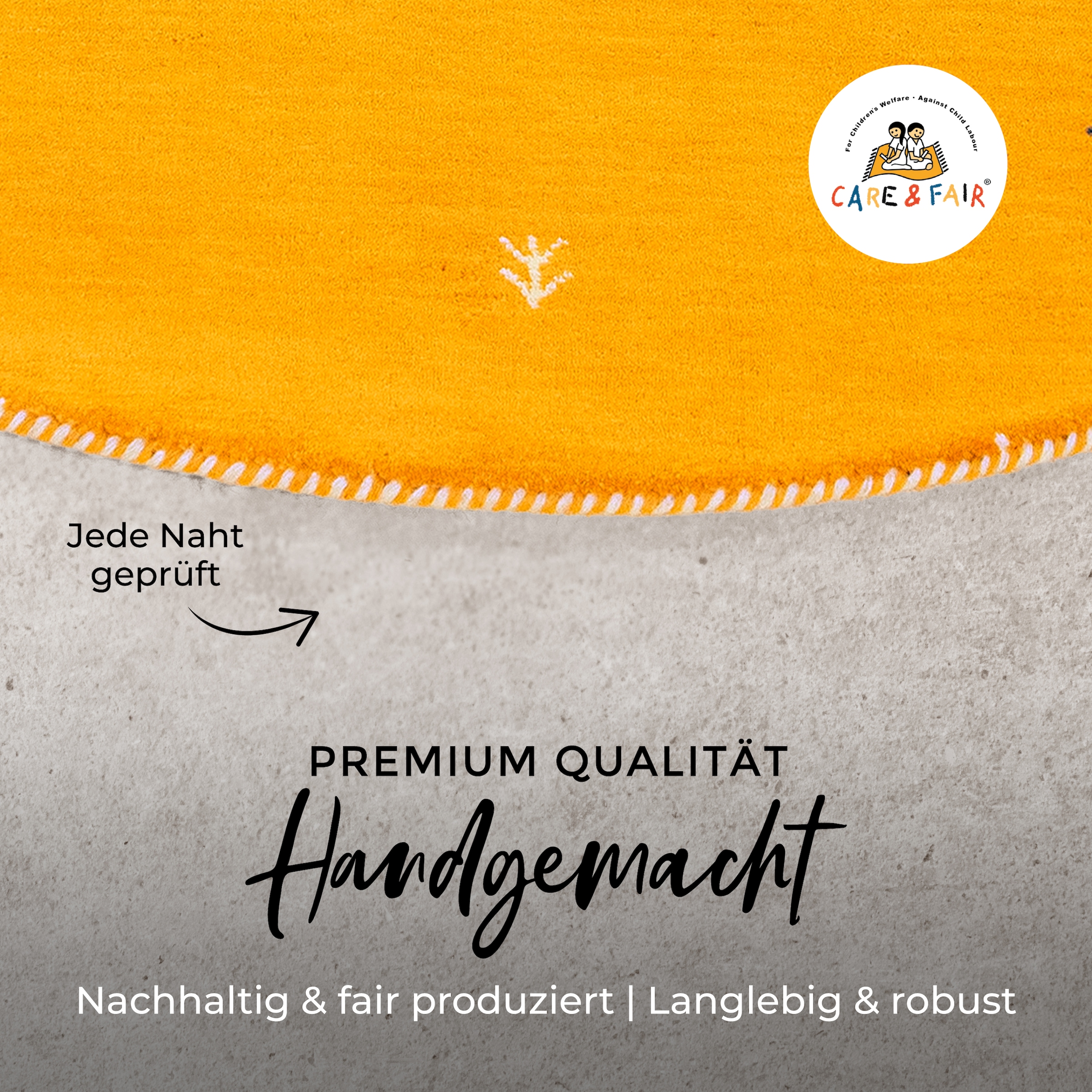 carpetfine Wollteppich »Gabbeh Uni« rund 15 mm Höhe reine Wolle handgewebt, Gabbeh Tiermotiv warmes Raumklima viele Grössen