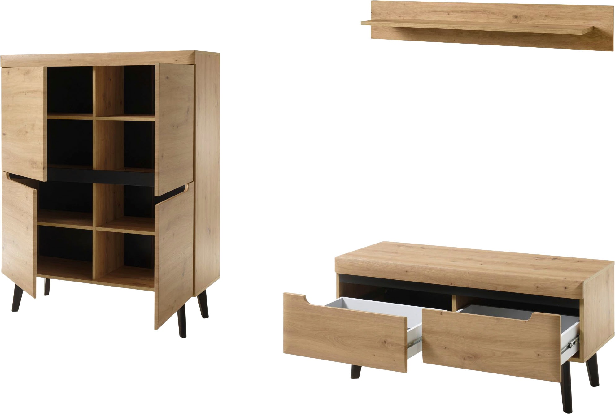 Home affaire Wohnwand »Torge, Anbauwand, Schrankwand, Mediawand, Wohnzimmer-Set« 3 Stk. tlg.