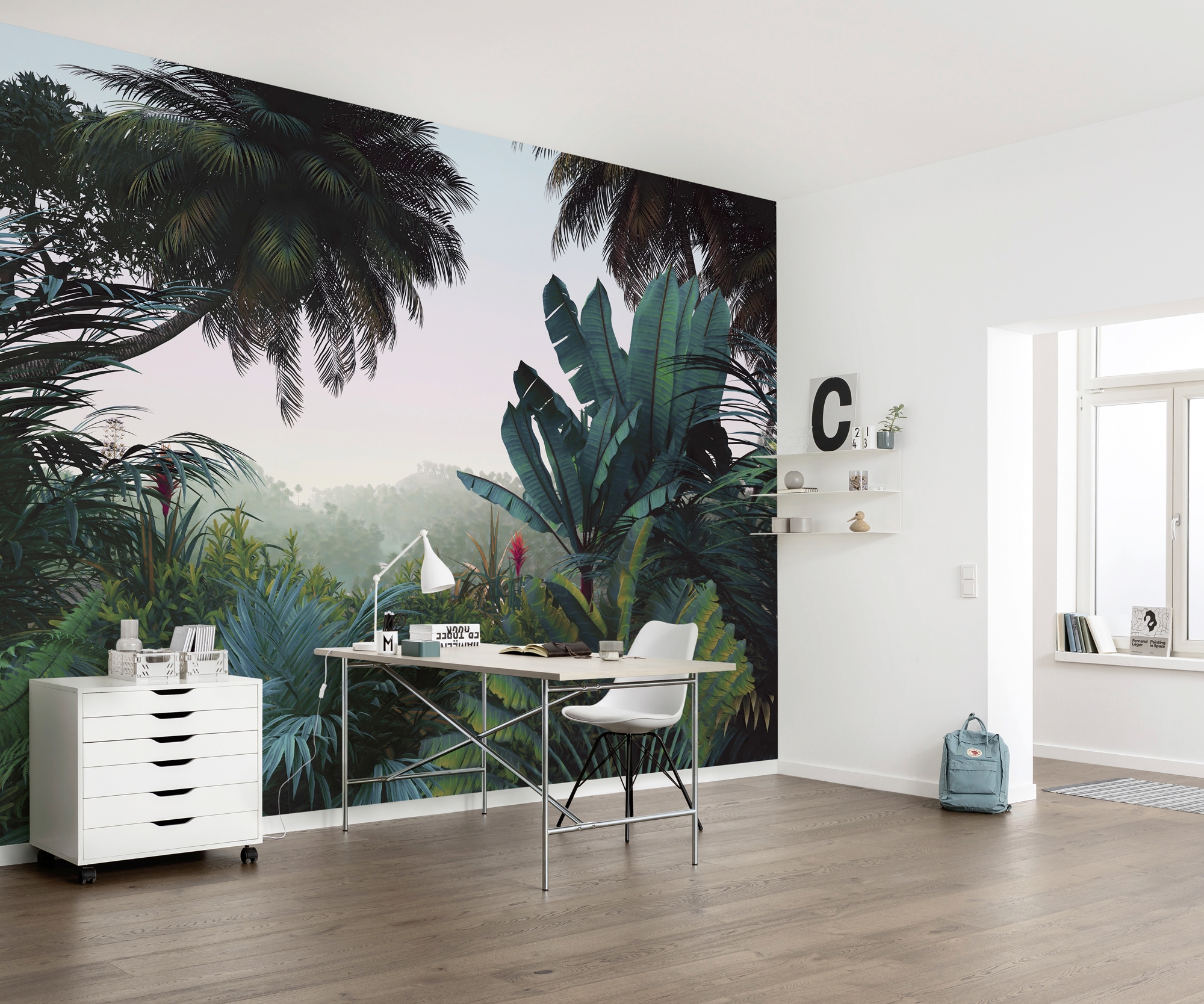 Komar Papier peint intissé »Digitaldruck Vlies -  Jungle Morning - Grösse 400 x 250 cm« imprimé lisse salon, chambre à coucher