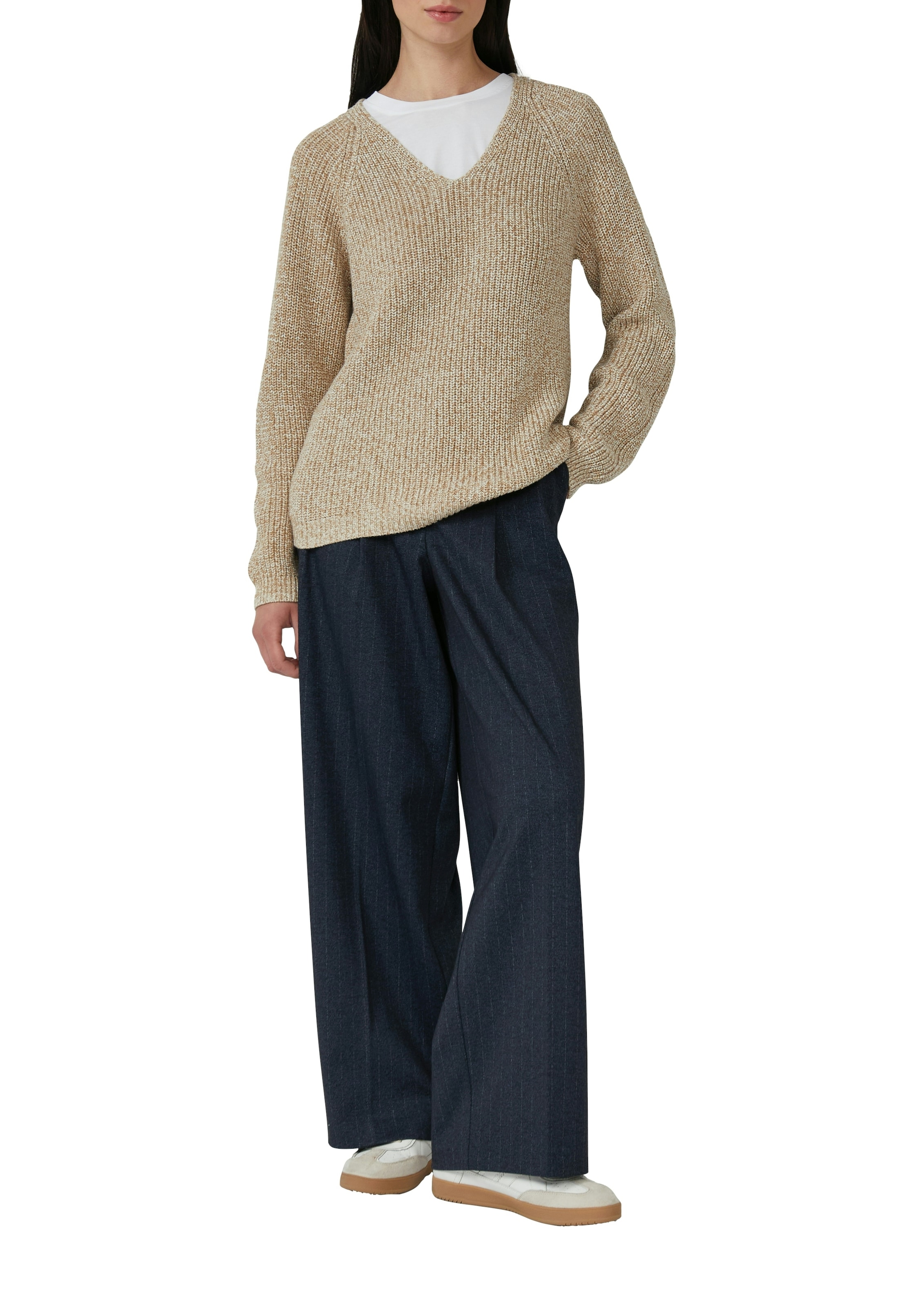 s.Oliver Strickpullover mit V-Ausschnitt, meliert