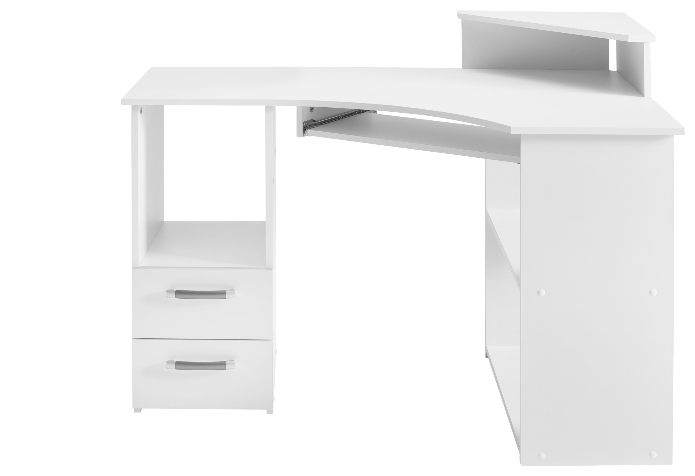 VOGL Möbelfabrik Schreibtisch »Sam« Eckschreibtisch, Tastaturauszug, Monitoraufsatz & opt. Towerfach