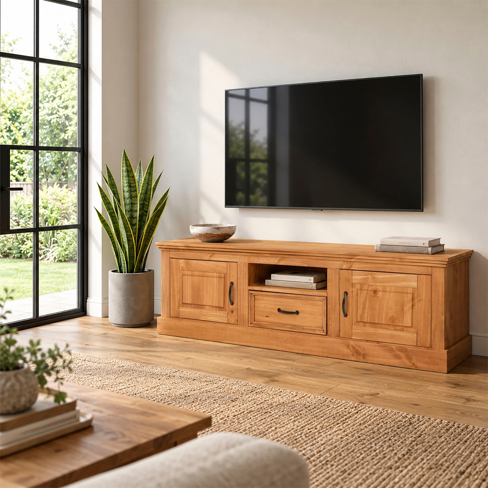 GOODproduct Table basse »Selma« meuble TV, largeur 160 cm, 1 tiroir, 2 portes