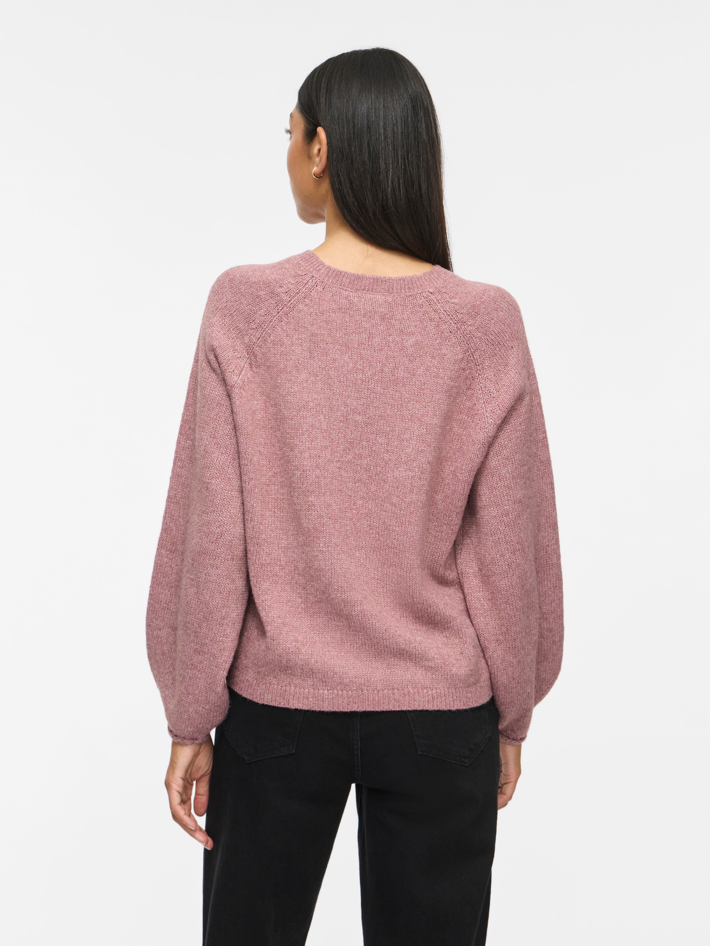 Vila Pull en tricot »VISAPNA O-NECK L/S KNIT TOP/PB/1« mélange de matériaux, coupe régulière