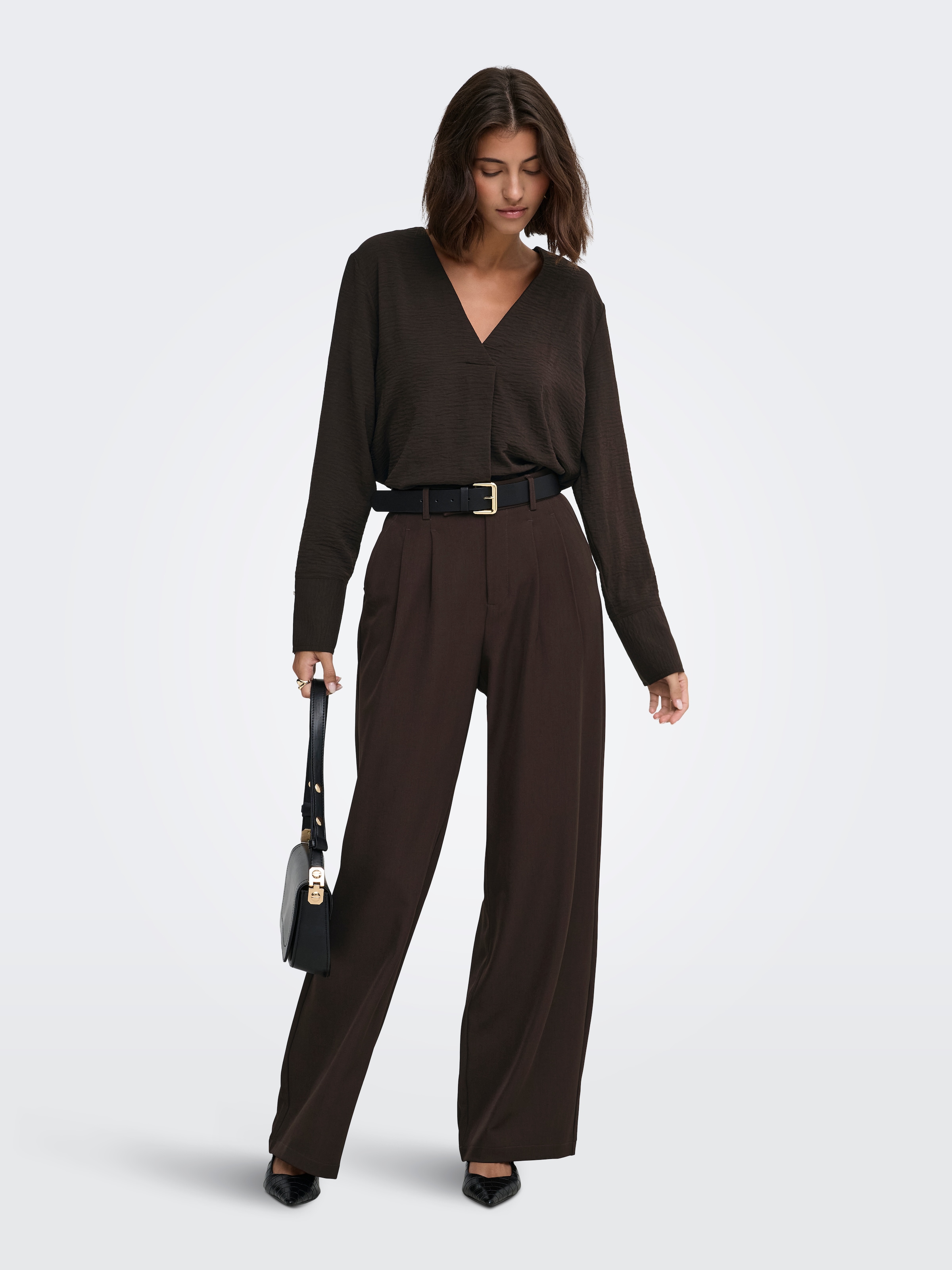 JDY Blouse à manches longues »JDYLION L/S V-NECK TOP WVN« Polyester, coupe régulière