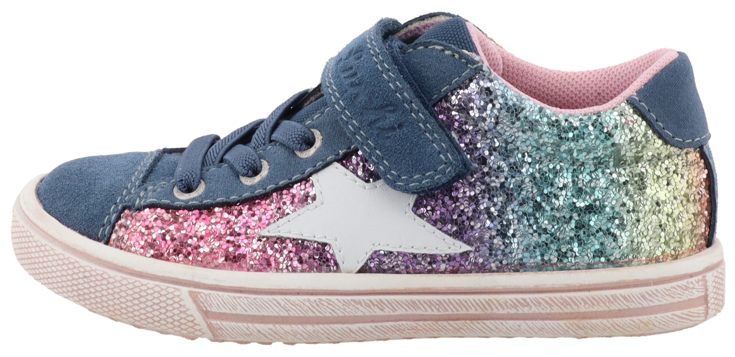 Lurchi Sneakers »Salita«  , Schnürschuh mit bunten Glitzerbesatz, Grössenschablone z. Download