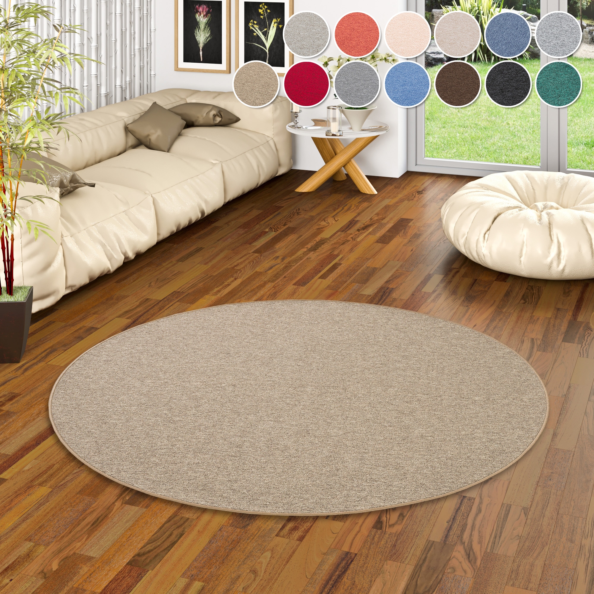 my home Teppich »Fortis, Schlinge, Made in Netherlands« rund 5 mm Höhe Uni Farben, gekettelt, strapazierfähig, Wohnzimmer