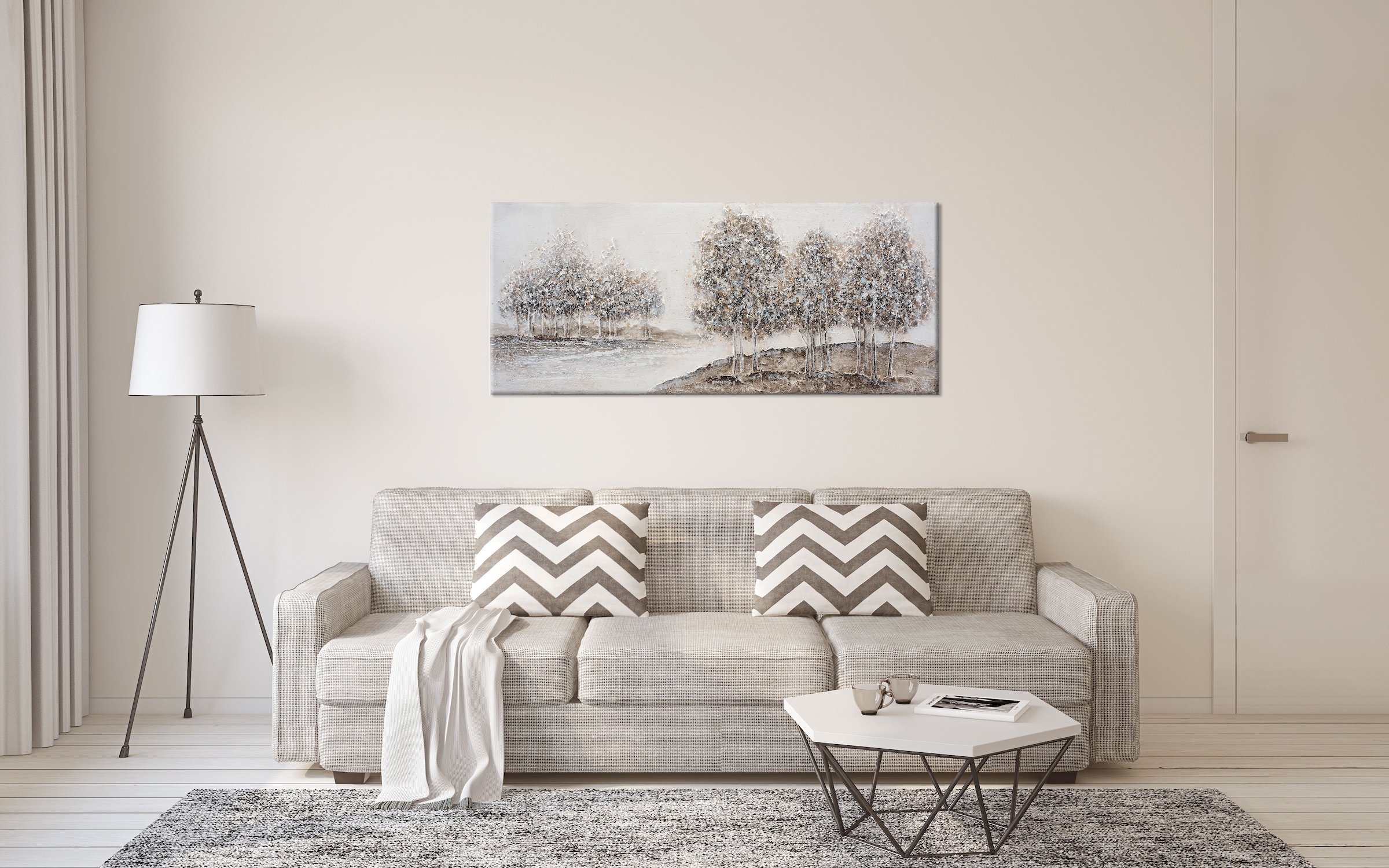 Bönninghoff Peinture à l'huile »handarbeit BÄUME XXL 60x140 cm – Wandbild Kunst Deko modern« Arbres | Art | Images d'arbres | Nature | Paysage | Tableau 1 cuis tlg. fabriqué à la main, chaque image est unique