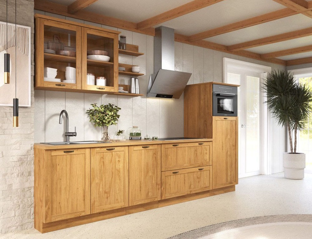 Home affaire Kitchenette »Teramo« Set, Kombinierbar mit anderen Möbelstücken der Serie Teramo,  Breite 315 cm, Kiefer massiv, mit Arbeitsplatte