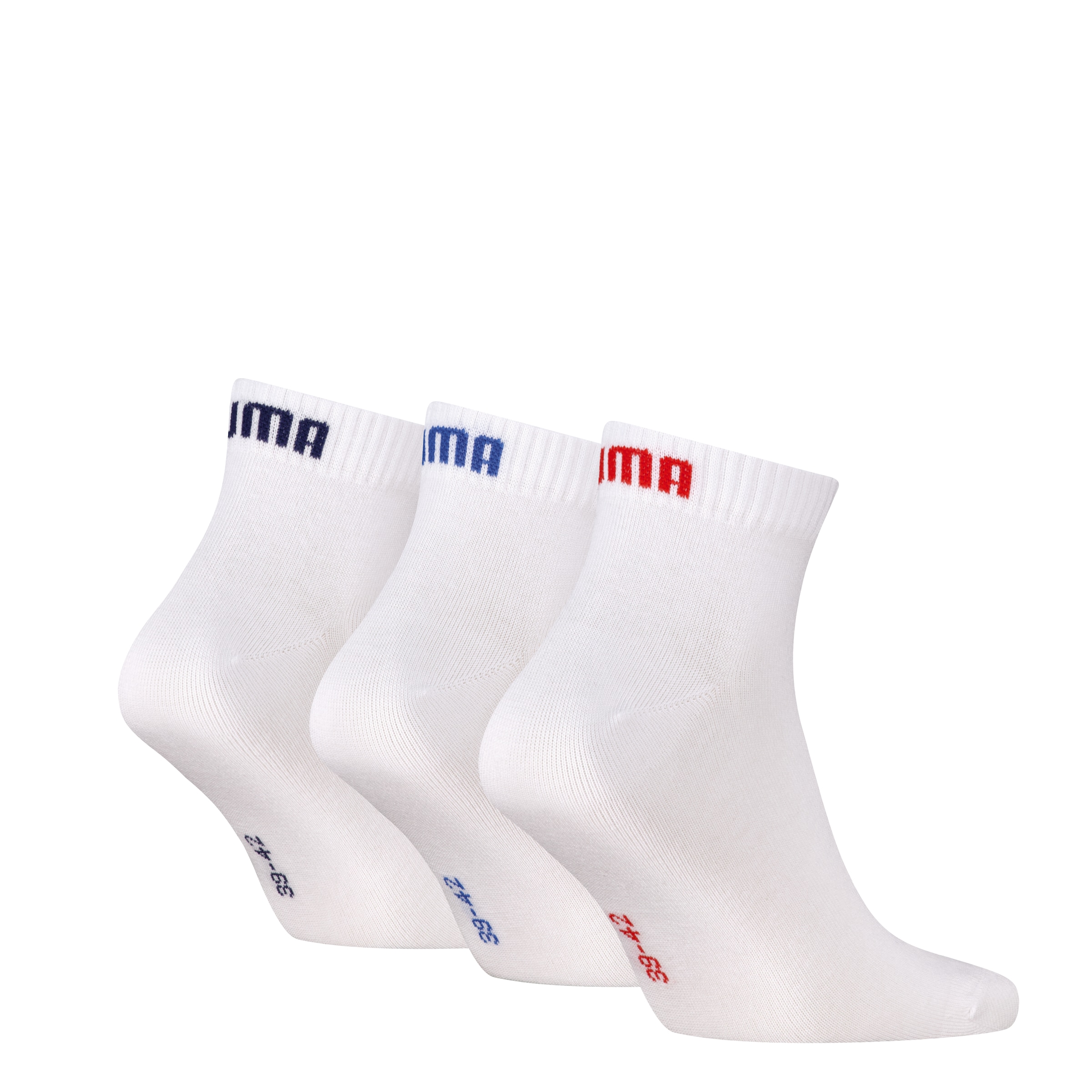 PUMA Kurzsocken »PUMA UNISEX QUARTER PLAIN 3P« 3 Paar,  Atmungsaktiv, Rippenbündchen, weiche Baumwollmischung