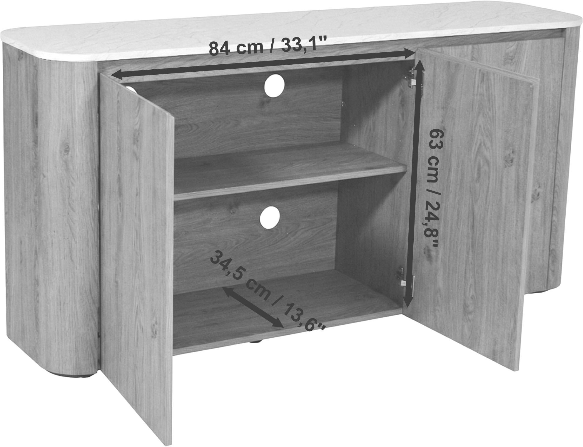 Jahnke Buffet »TRESOR SB 150« Buffet bas, aspect marbre, sans poignées, 3 portes, largeur : 150 cm