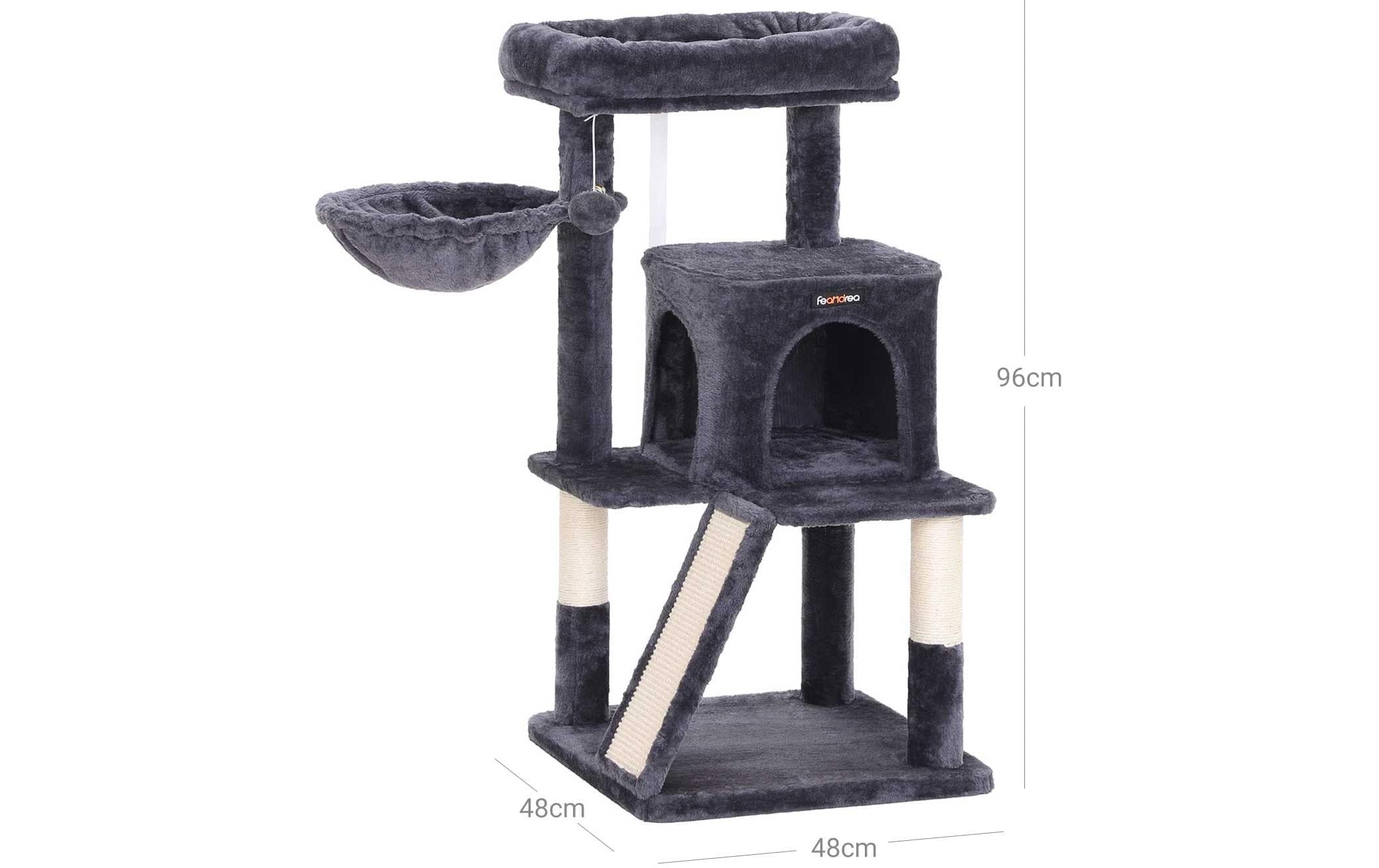 FEANDREA Kratzbaum 96 cm hoch Stabile Kratz- und Klettergelegenheit für Katzen