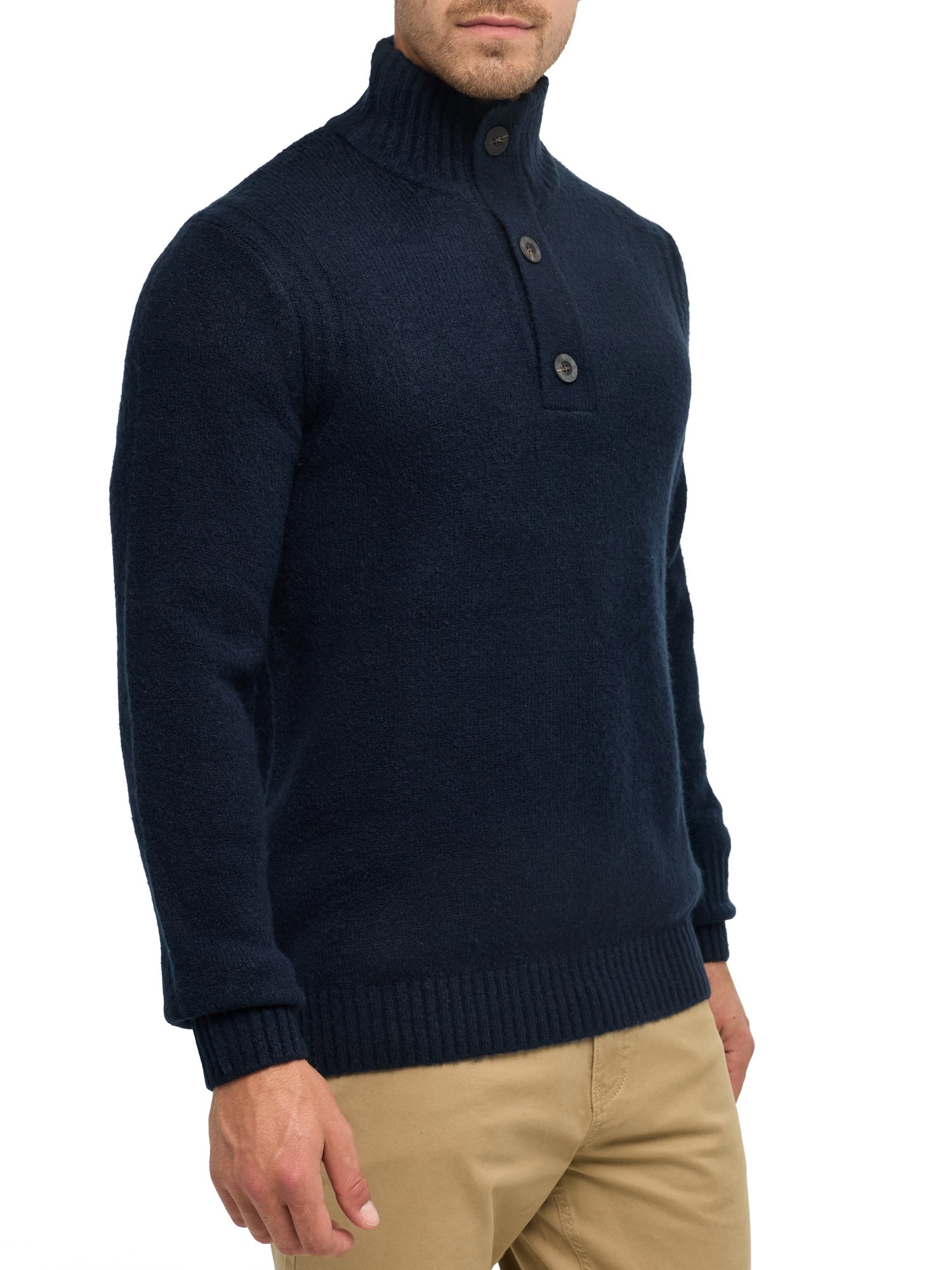 Indicode Strickpullover »INVestdale ½ placket« Materialmix, regular fit