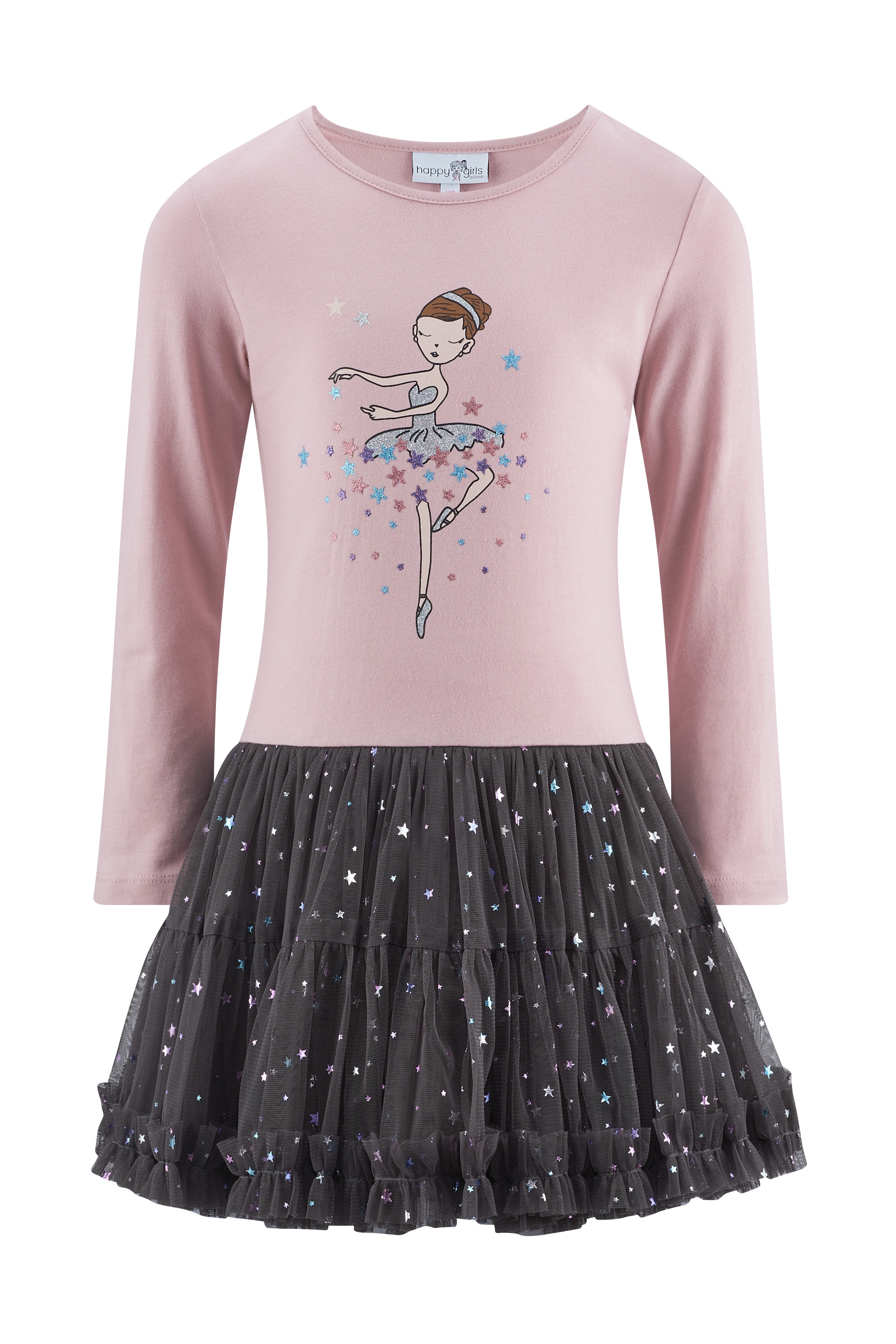 happy girls Jerseykleid Baumwolle mit Stretch, Tüllrock, Glitzerdetails