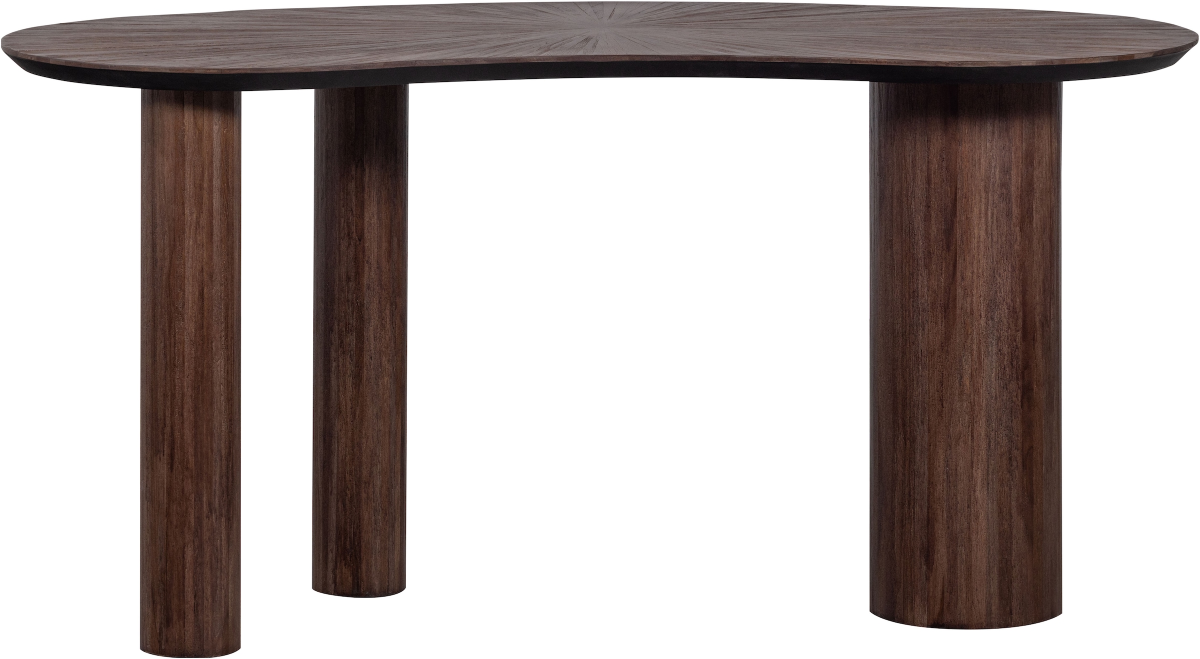 WOOOD Schreibtisch »Sun aus Teakholz mit organischer Form und Standfuss 150x62x76 cm« Einfach zu montieren, sichtbare Maserung