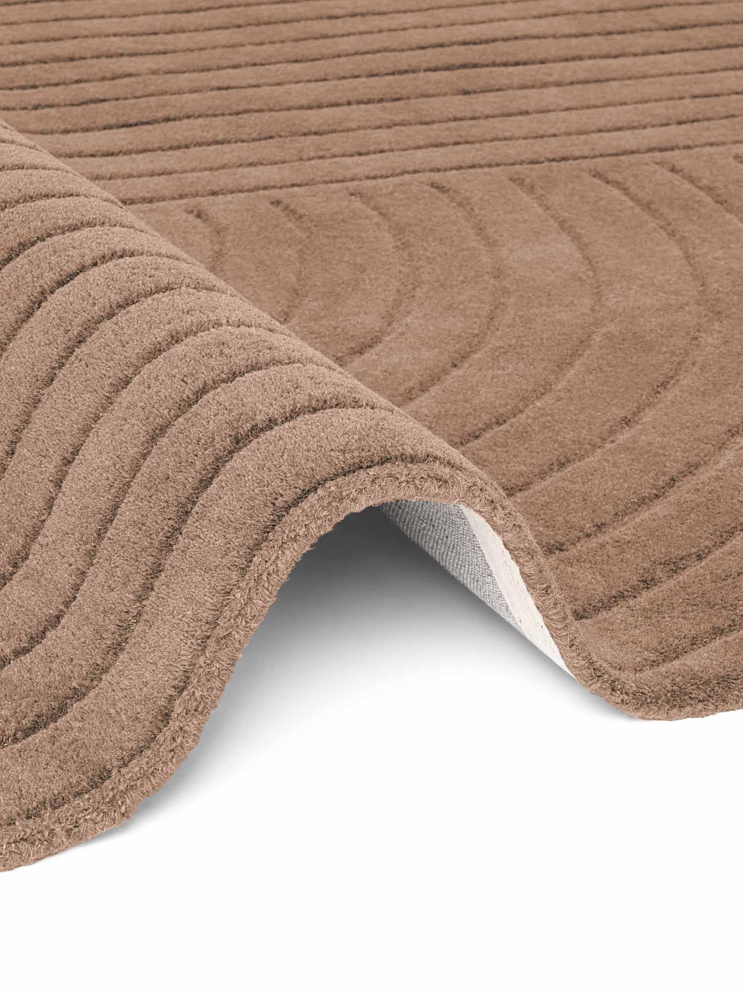 vikosa Tapis en laine »Arcura« Rond 15 mm Höhe Wolle Handgemacht, Hoch-Tief-Effekt, Geometrisches Linien Wellendesign
