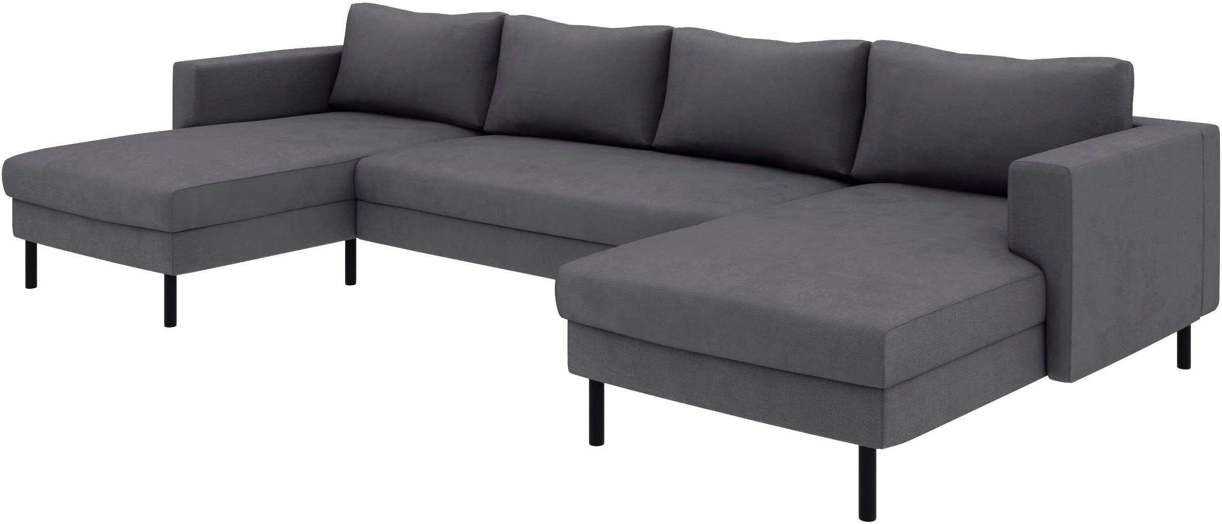 TRENDMANUFAKTUR Wohnlandschaft »Amazing II, wahlw. mit Schlaffunktion & Bettkasten, Fuss schwarz« Sofa in U-Form, in Cord, Struktur LEO o. Struktur LINO, Breite 305 cm