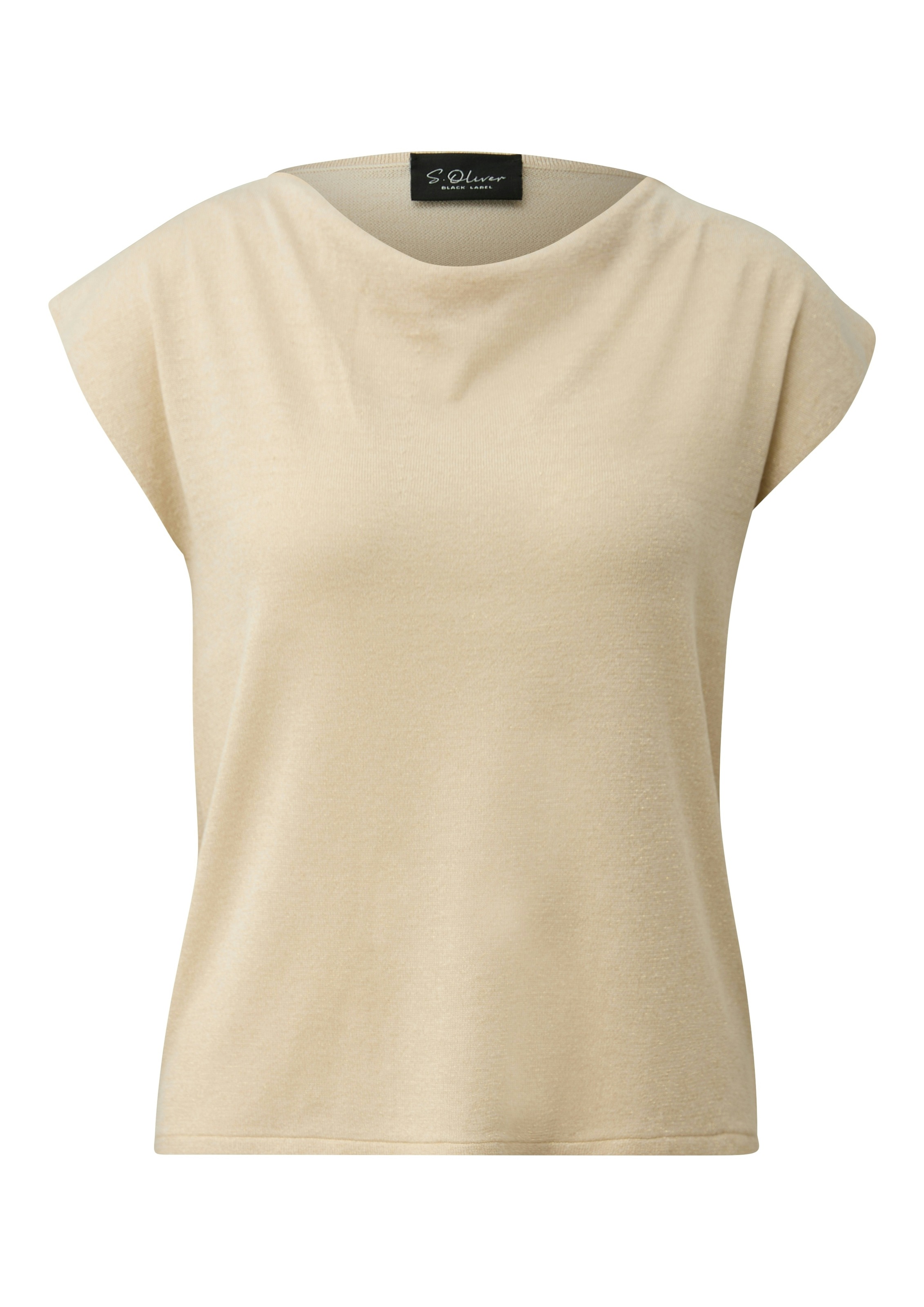 s.Oliver BLACK LABEL Rundhalsshirt mit Wasserfall-Kragen und leicht schimmernd