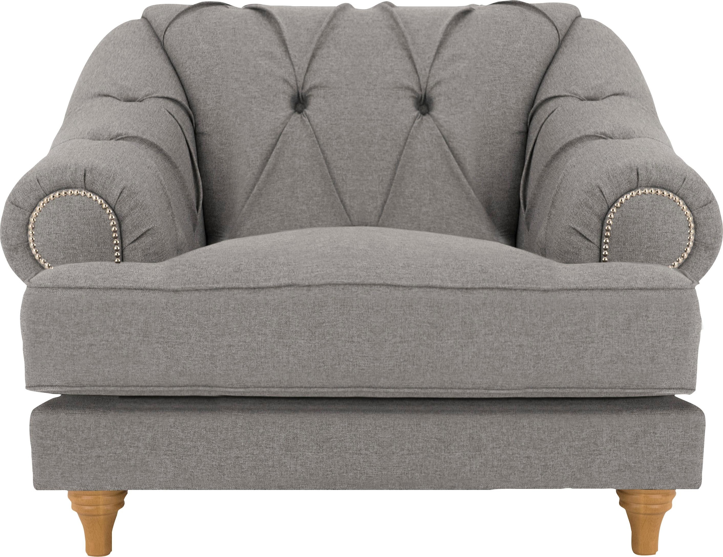 Home affaire Sessel »Alegra« mit Knopfheftung im Rücken, Keder und Nieten in Armlehnen