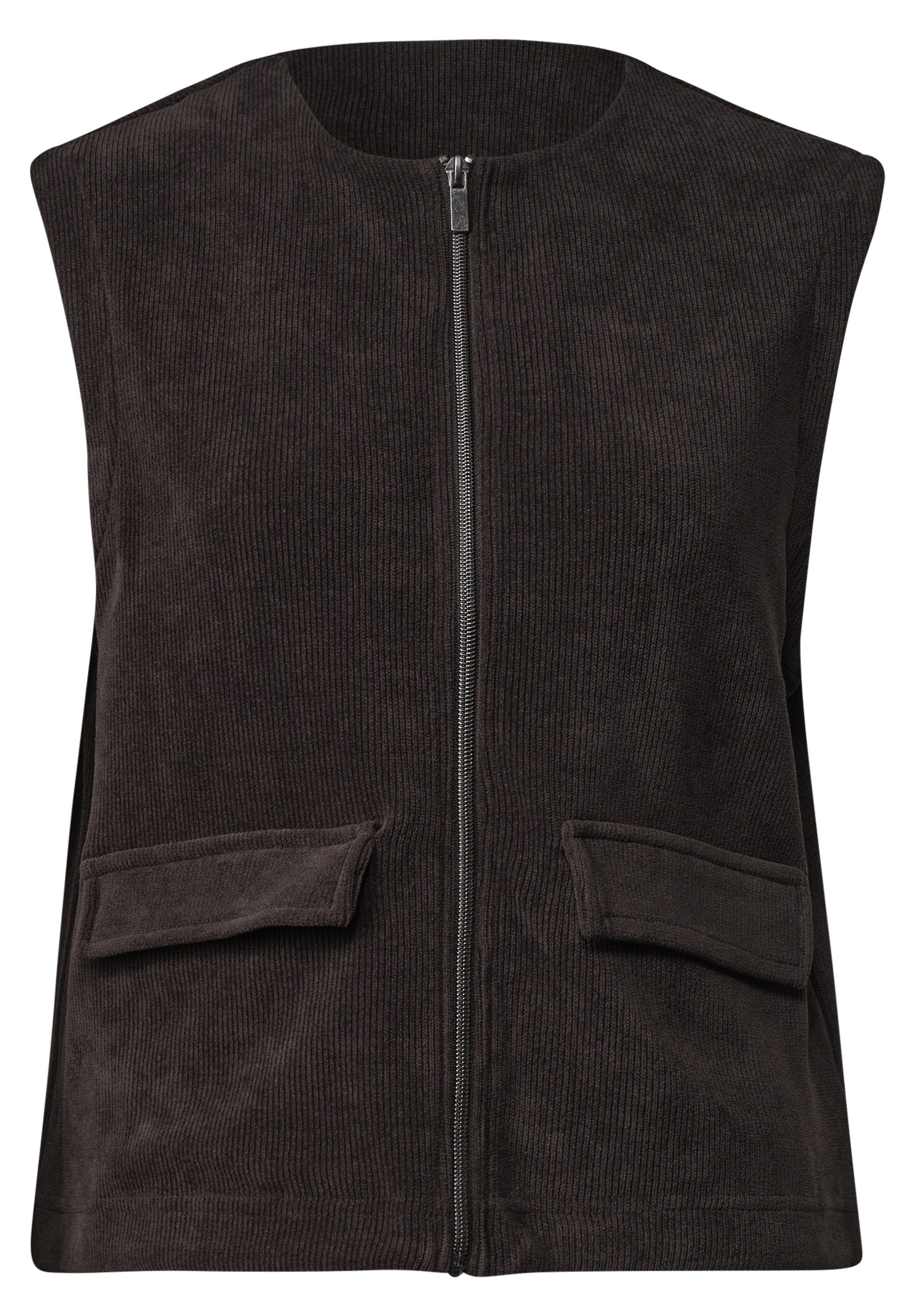 STREET ONE Gilet en velours côtelé avec fermeture éclair et encolure ronde