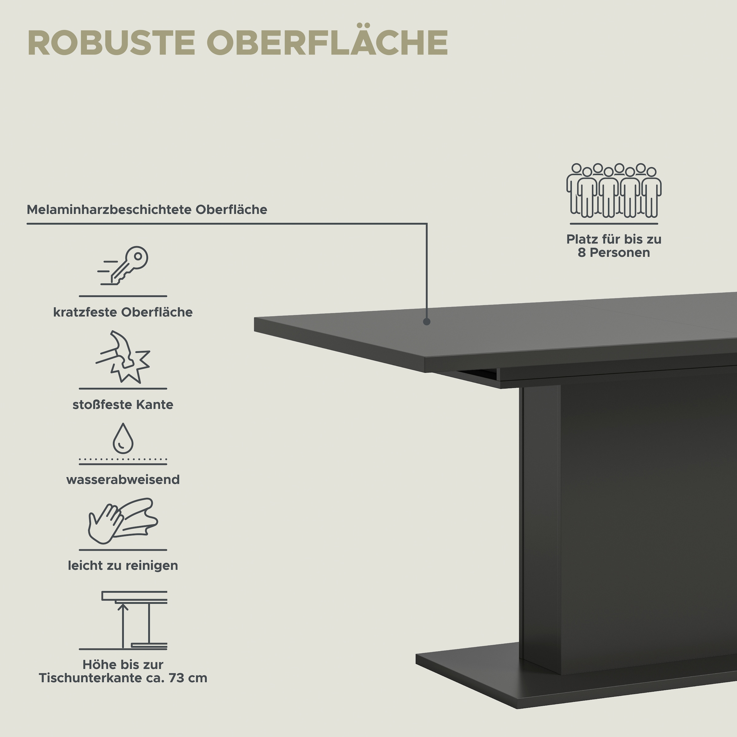 Home affaire Esstisch »Motus, ausziehbar 150 -190 cm, inklusive 40 cm Einlegeplatte« Set, 1 Stk. tlg. Säulengestell mit Bodenplatte, Tisch, Küchentisch, Esszimmer, Küche