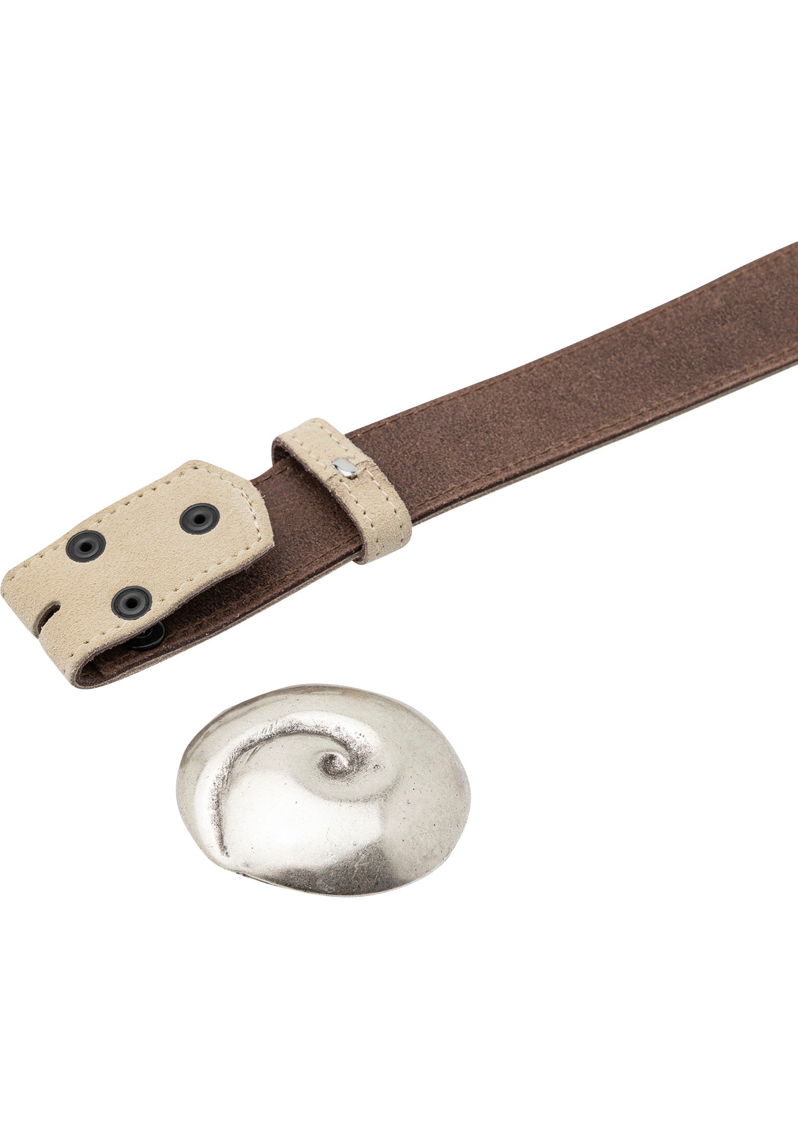 Rettungsring Gürtel Ceinture en cuir mit austauschbarer Schliesse »Muschel Rund Silber«