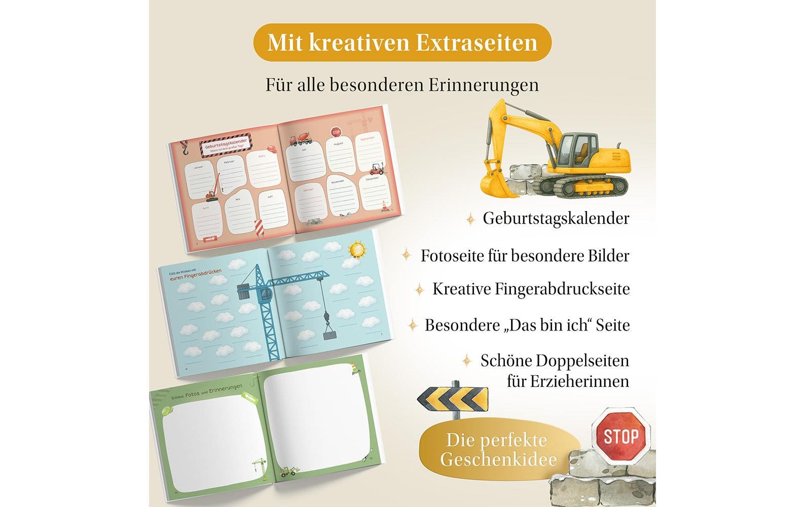   Journal intime »Eulentaler Bagger 21 x 21 cm« Freundebuch für Kindergartenfreunde